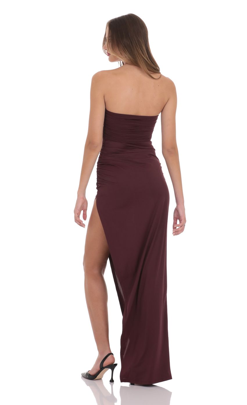 Corset Strapless Maxi Dress in Wine
