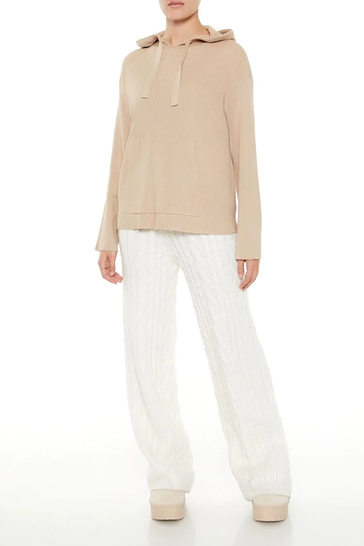 Sweater-Knit Drop-Sleeve Hoodie