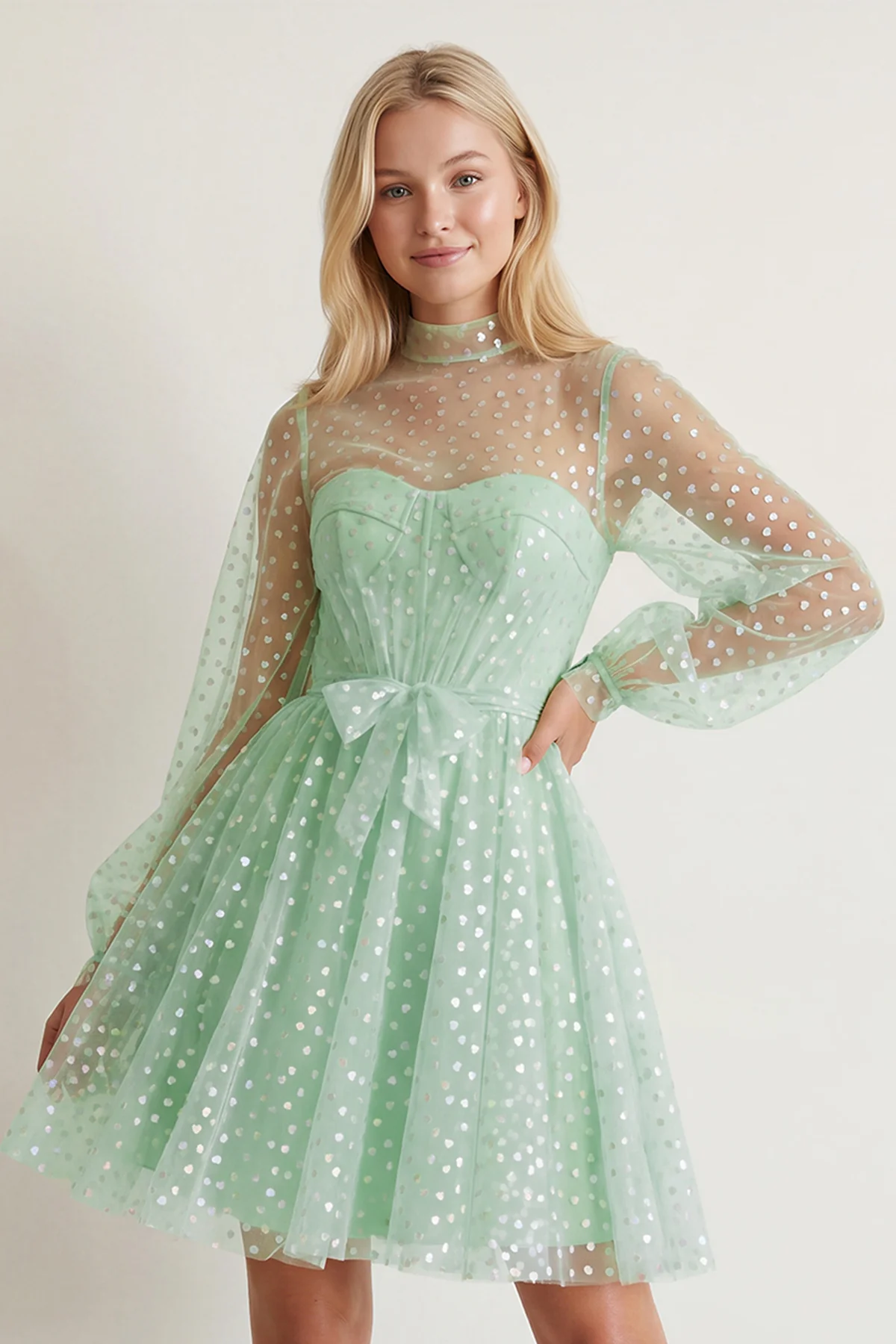 A-Line Corset Homecoming Dress with Sleeves