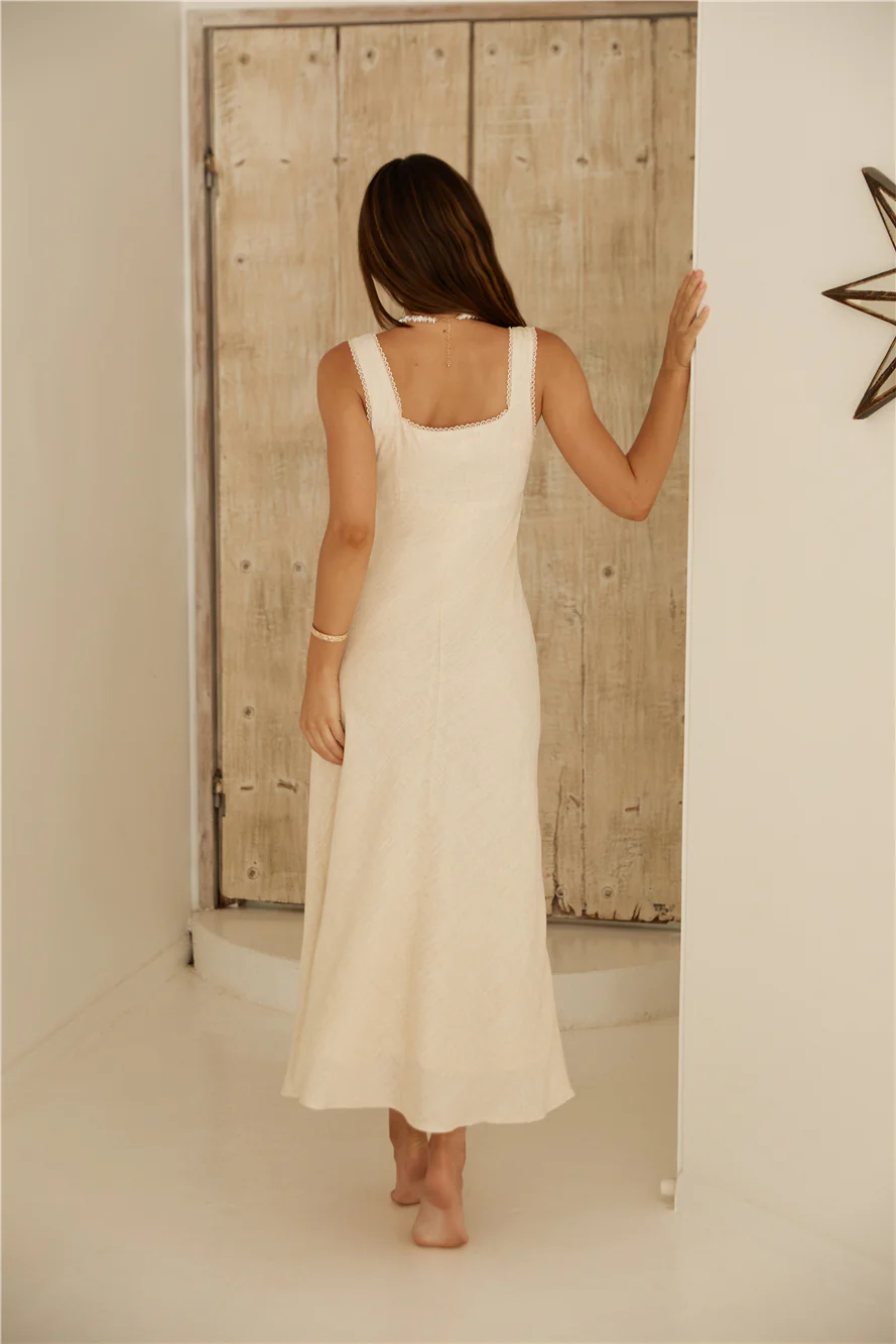 Lemon Squeeze Maxi Dress Beige - luluinthesky