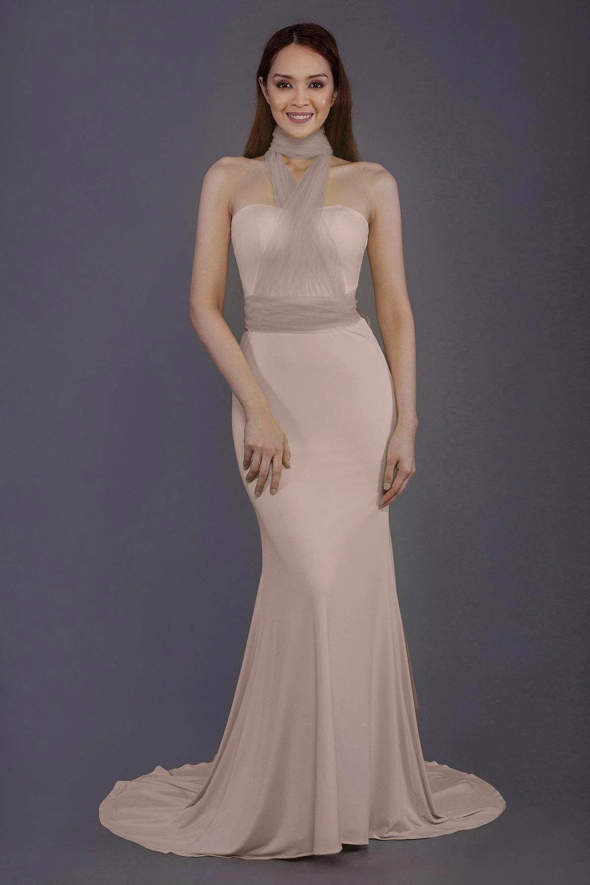 Mermaid Court Train Knitted Fabric Bridesmaid Dress PR3498