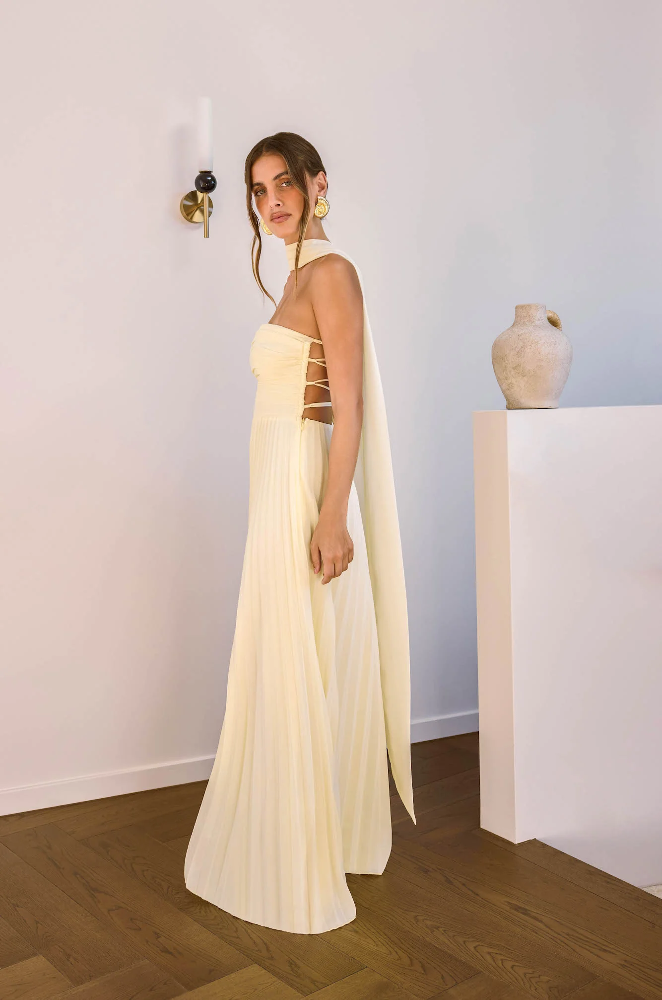 Rosewater Roads Strapless Maxi Dress Yellow - luluinthesky