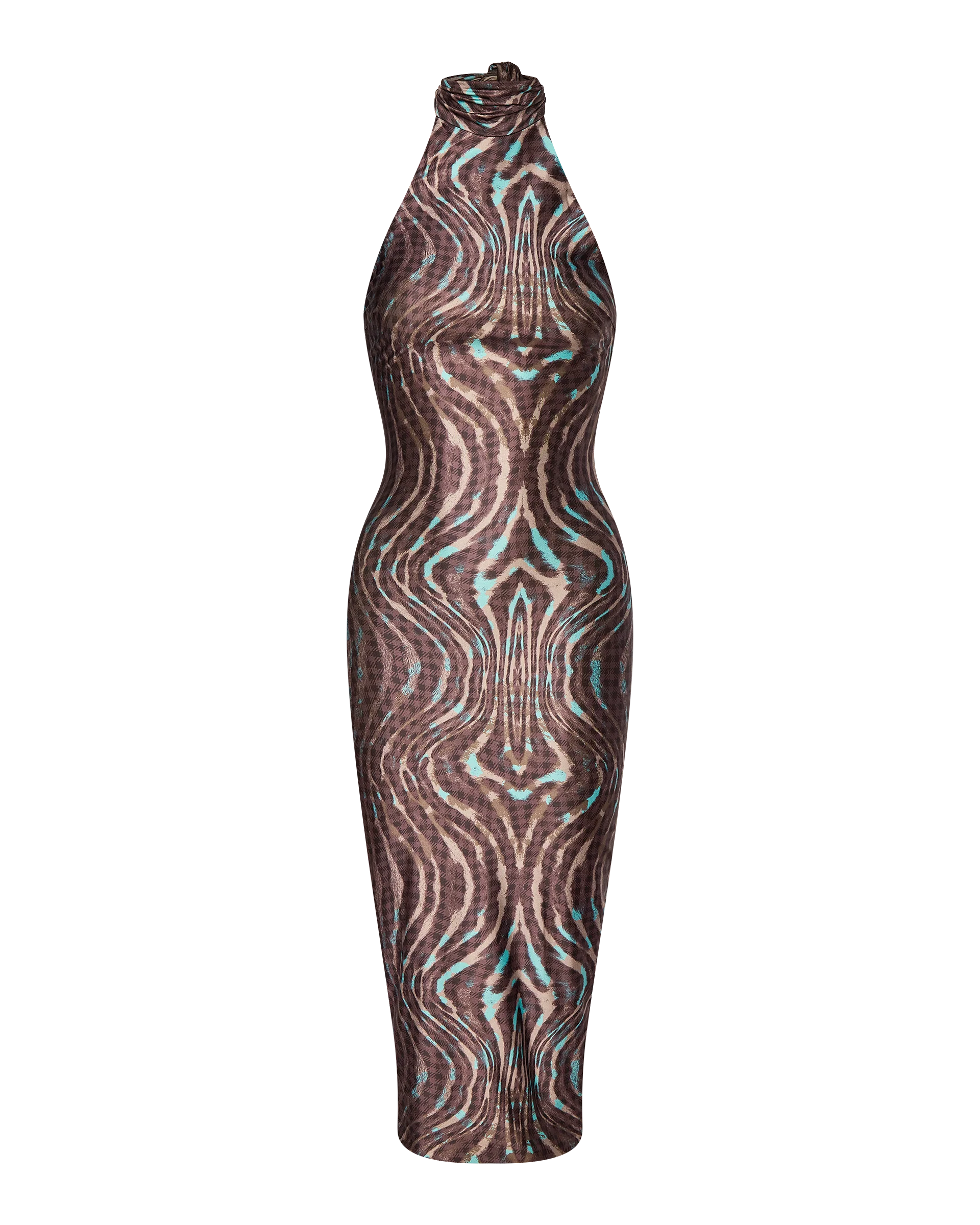 Cleo Halter Tie Midi Dress - Warped Check