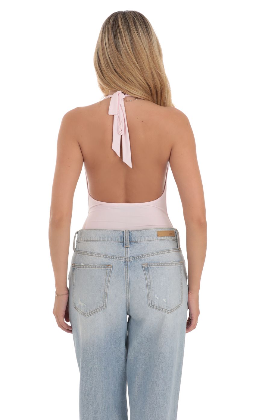 Cowl Neck Bodysuit in Pink