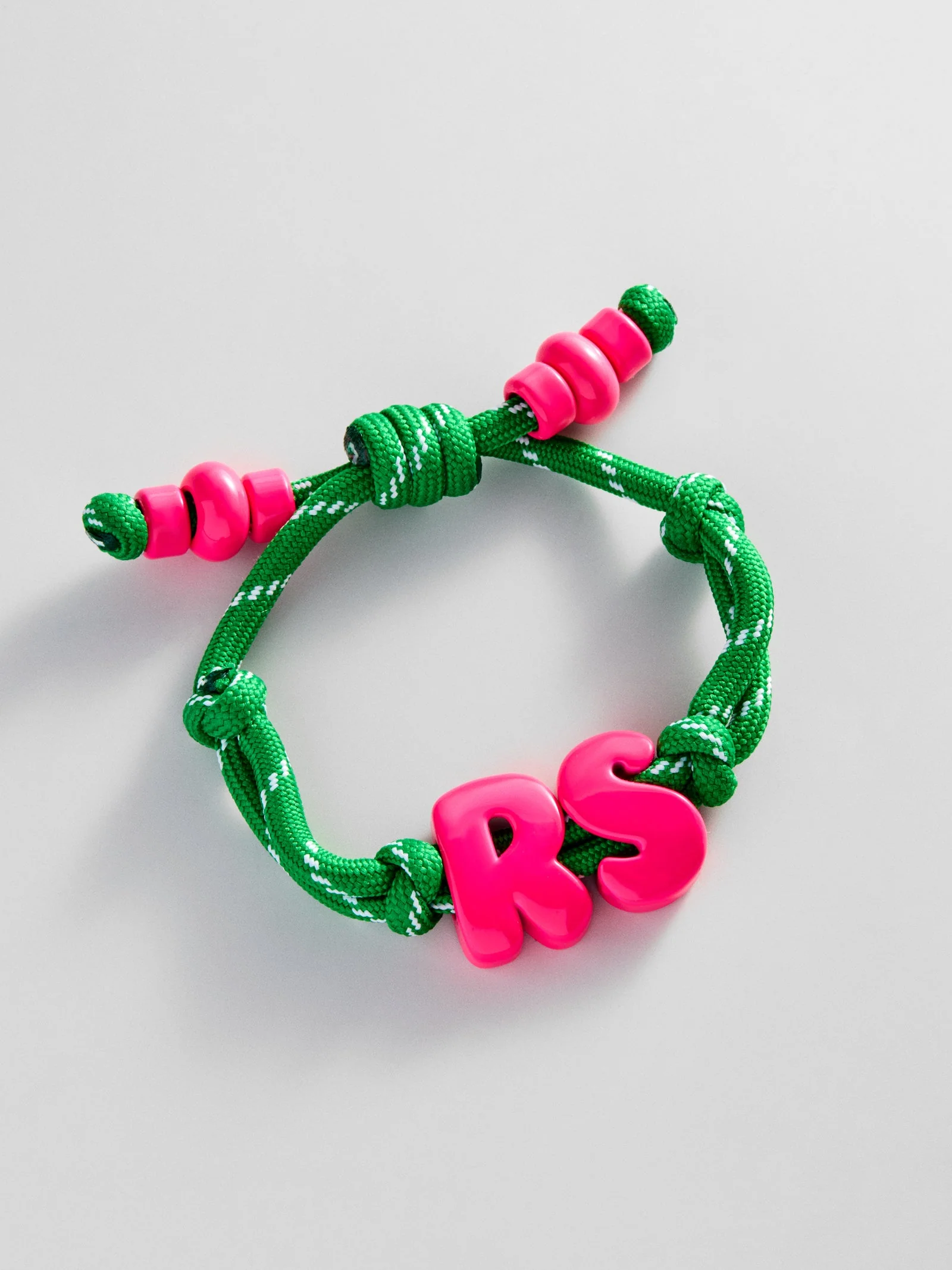 Knotty Enamel Initial Custom Bracelet - Green/Pink Double Letter