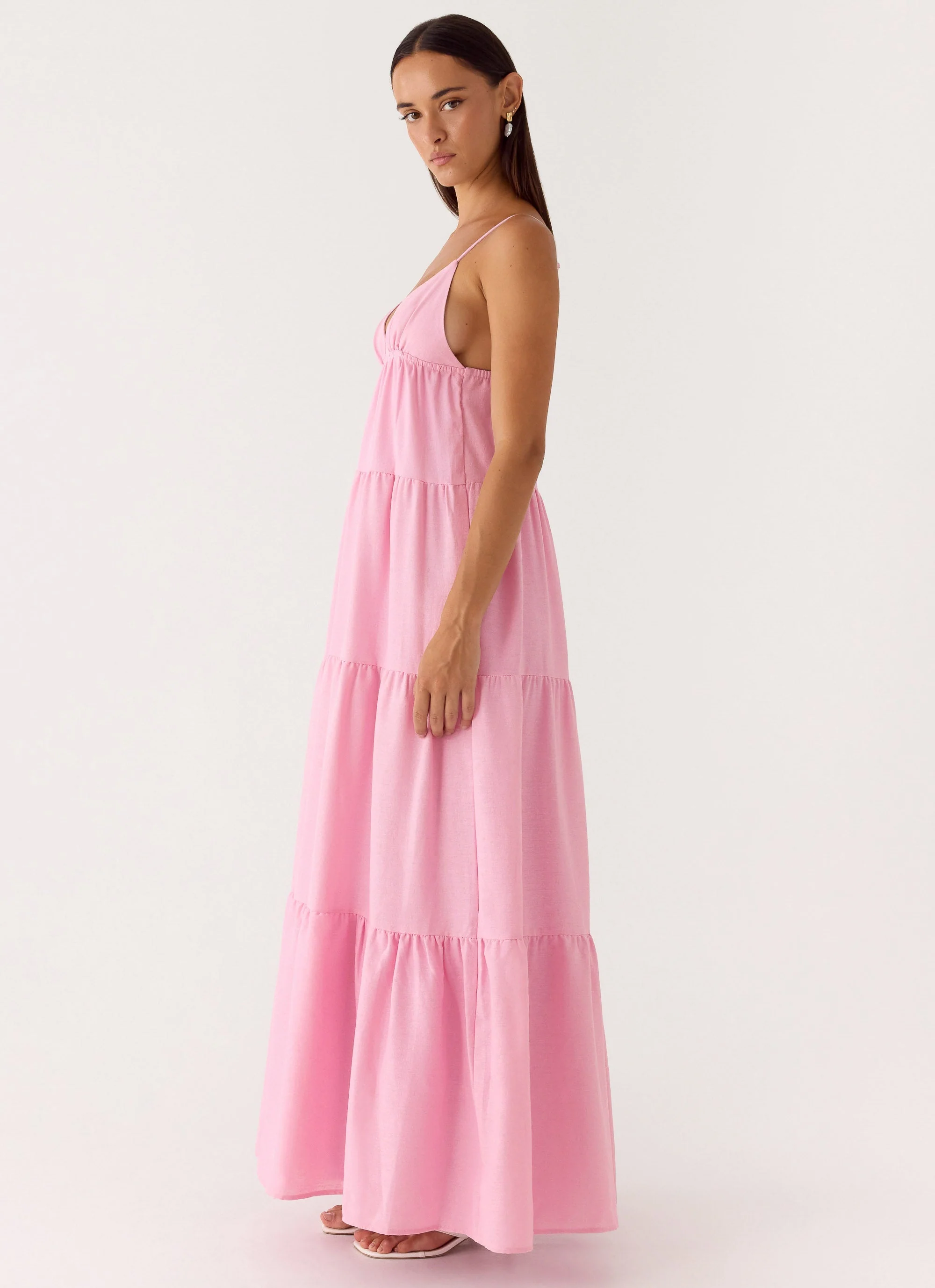 Lotty Linen Maxi Dress - Pink - luluinthesky