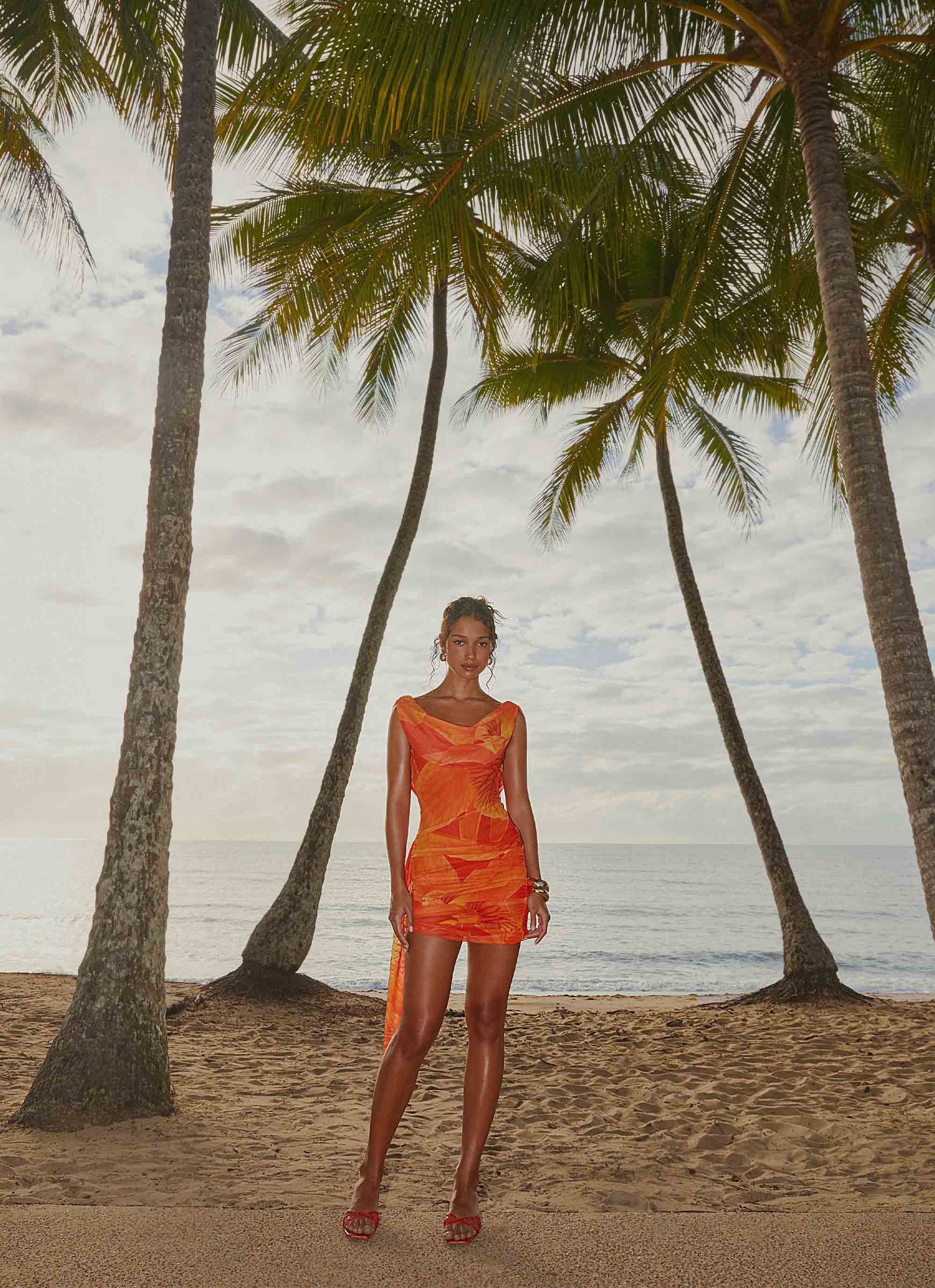 Good Fortune Mini Dress - Serene Orange - luluinthesky