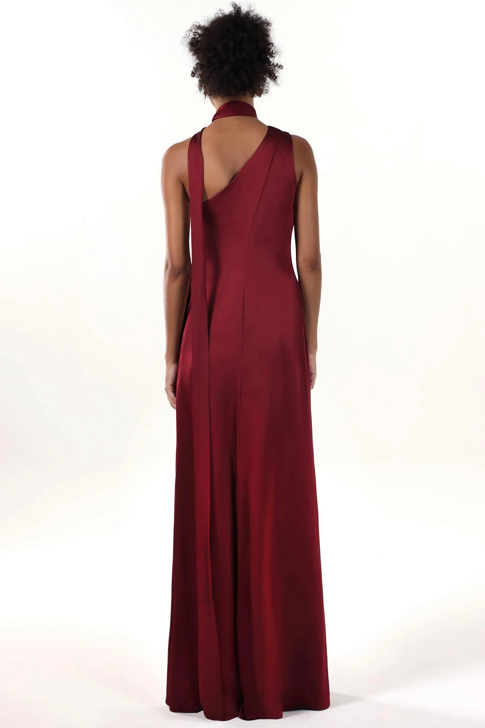 Sheath-Column Maxi Luxe Satin Bridesmaid Dress CS0607BM