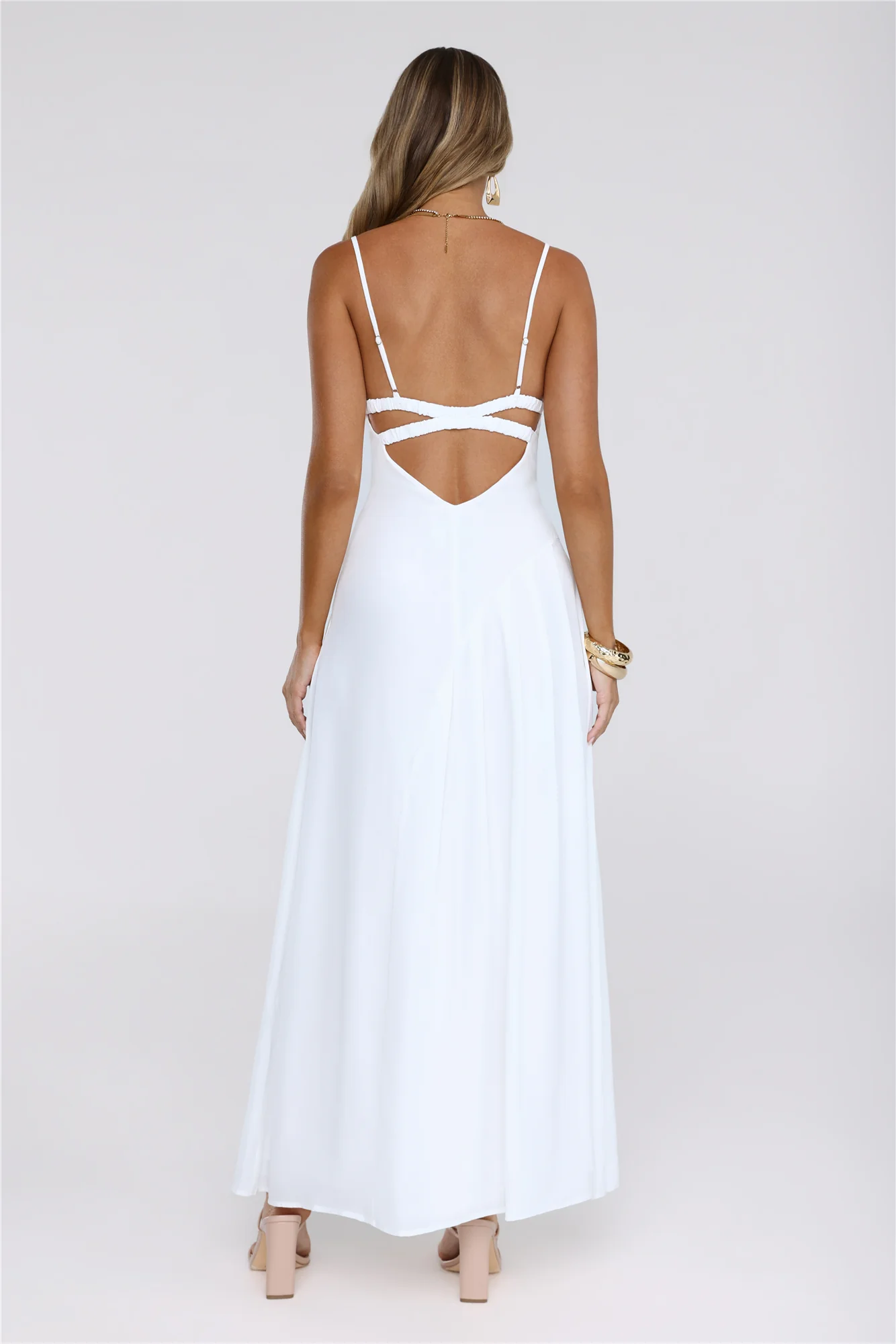 Gilded Whisper Maxi Dress White - luluinthesky