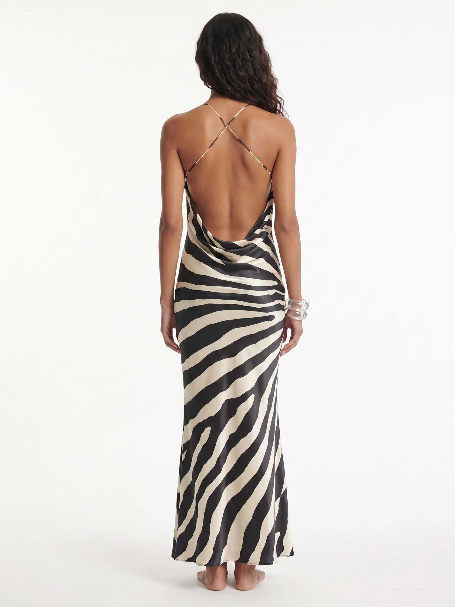 Zebra Print Slip Maxi Dress