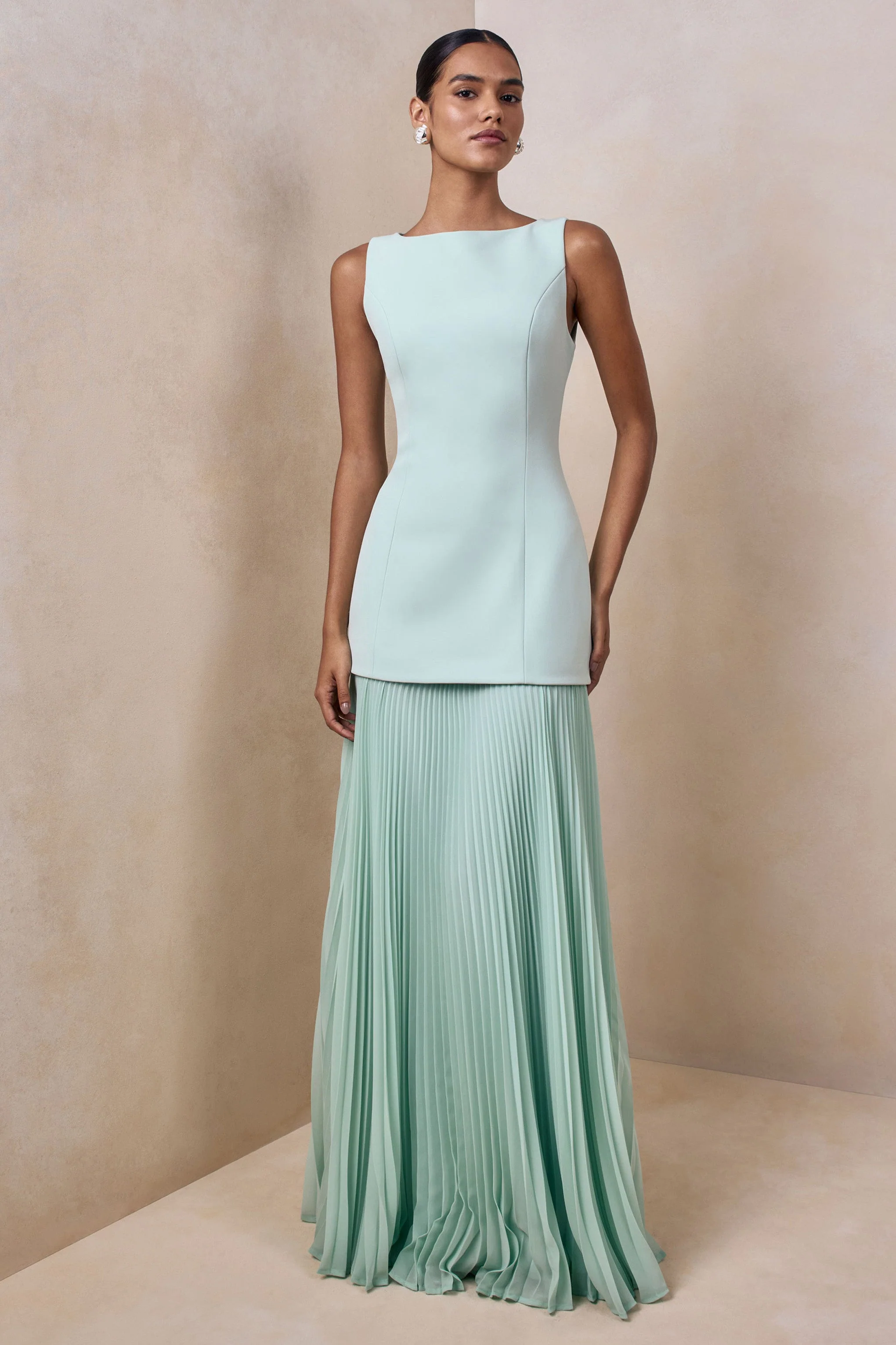 Hadley | Sage Boat-Neck Maxi Dress With Drop-Waist