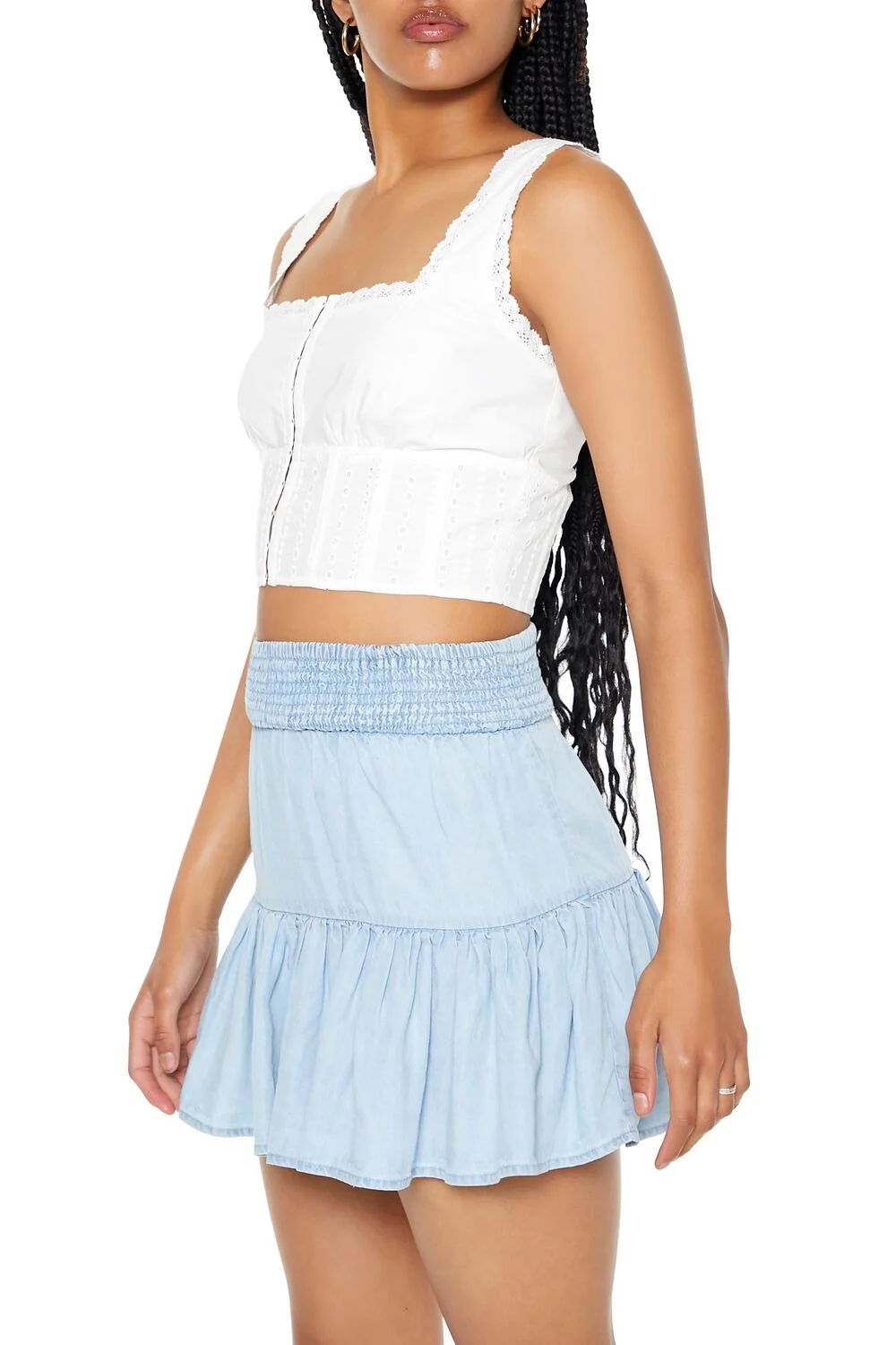 Lace-Trim Corset Crop Top