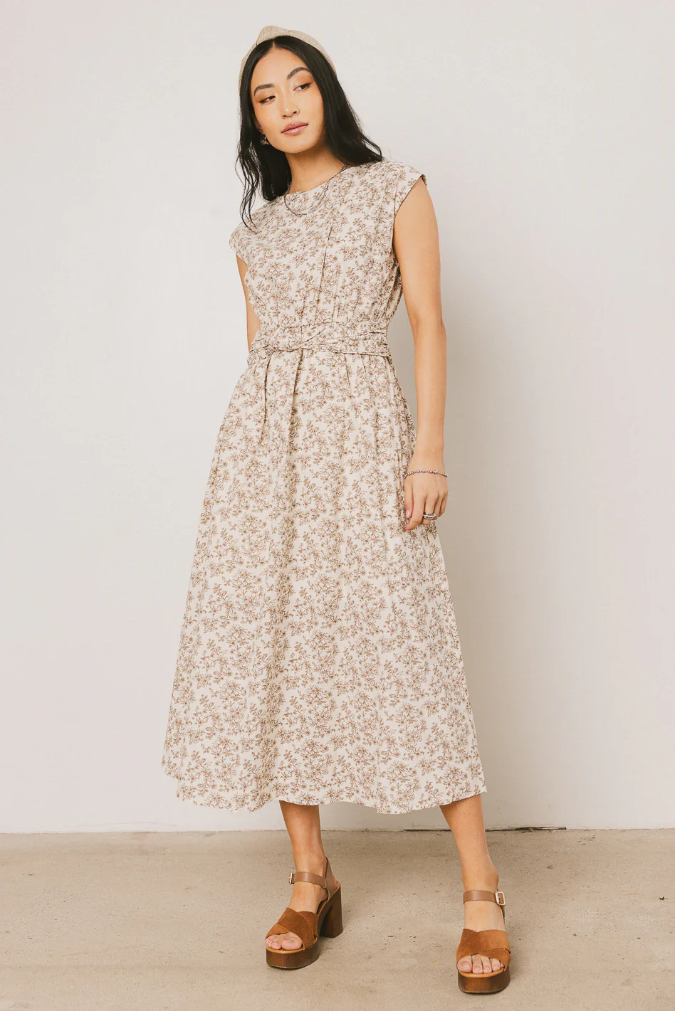 Heather Floral Maxi Dress in Brown