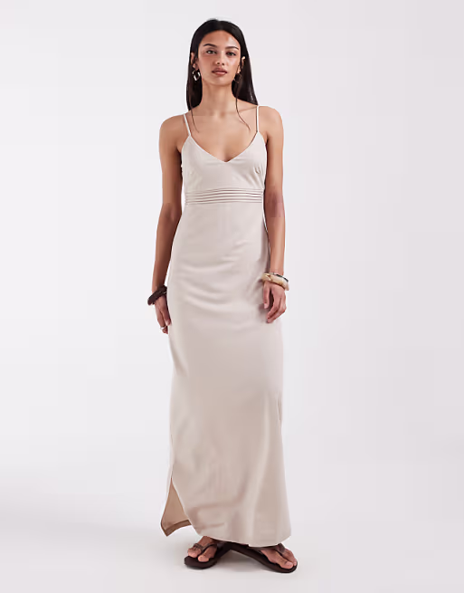 ONLY bust detail maxi cami dress in stone