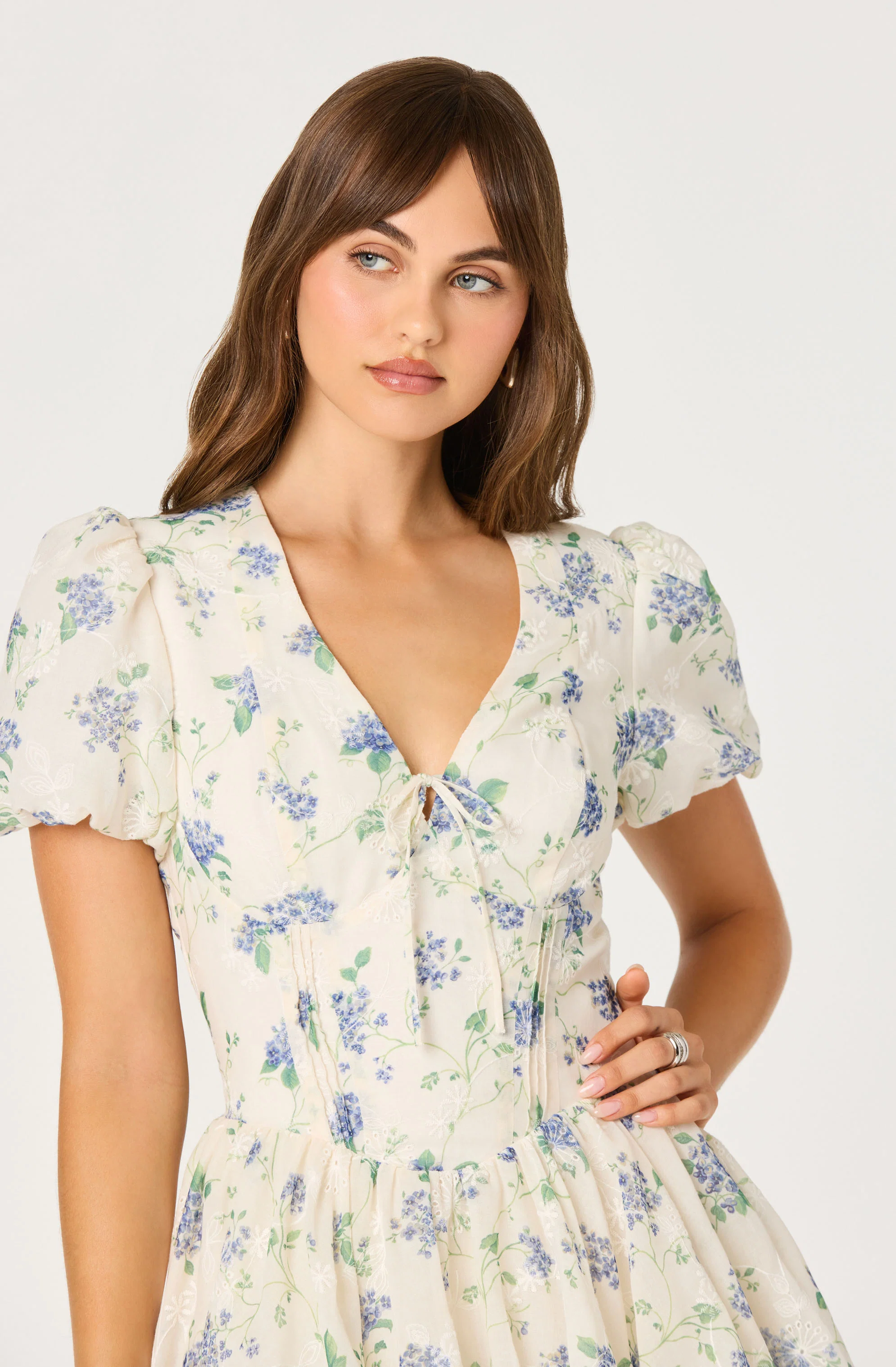 Sommer Floral Puff Sleeve Mini Dress