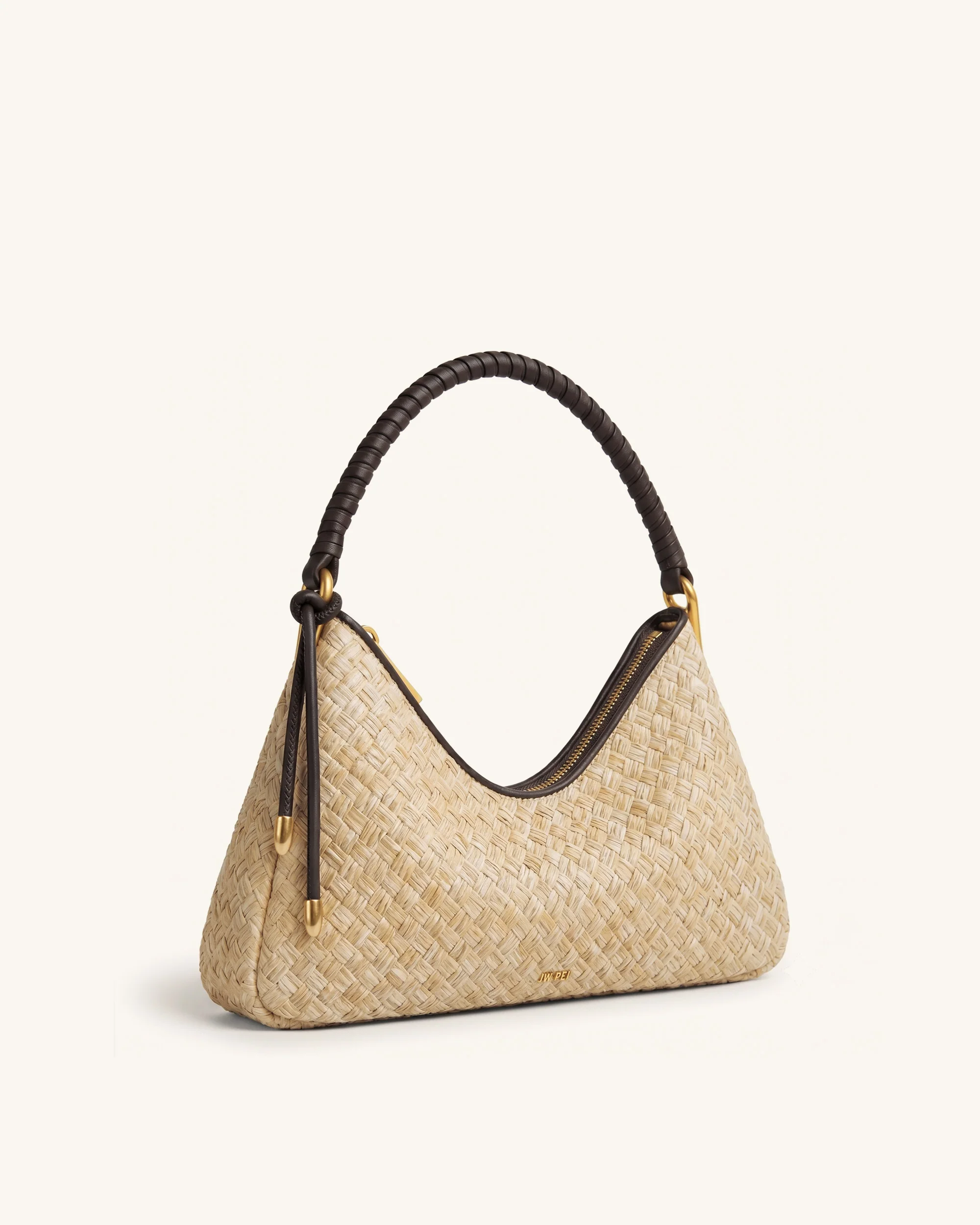 Lorena Faux Straw Shoulder Bag - Brown