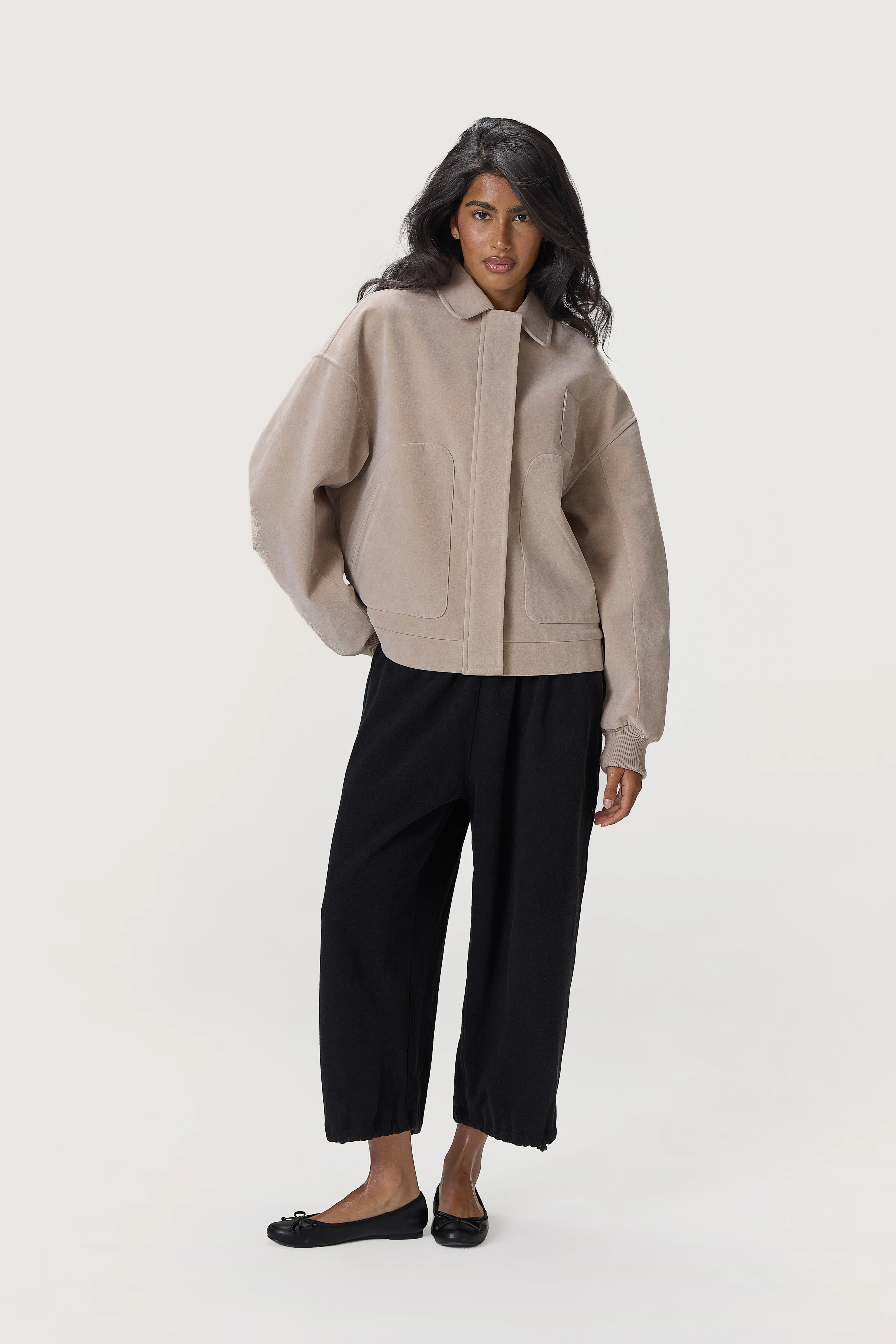 Martha Faux Suede Jacket in Beige