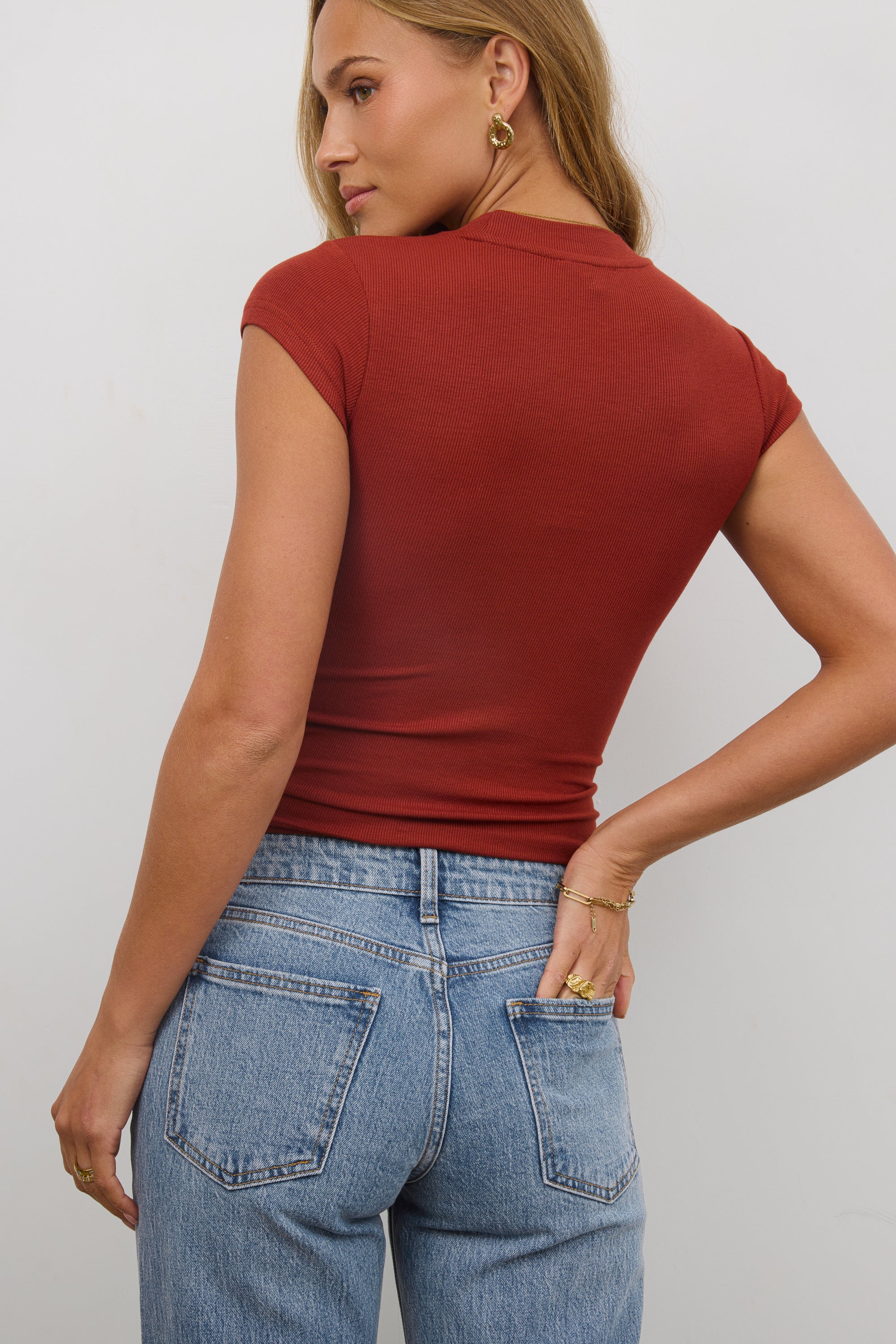 Asher Ribbed Top in Brick