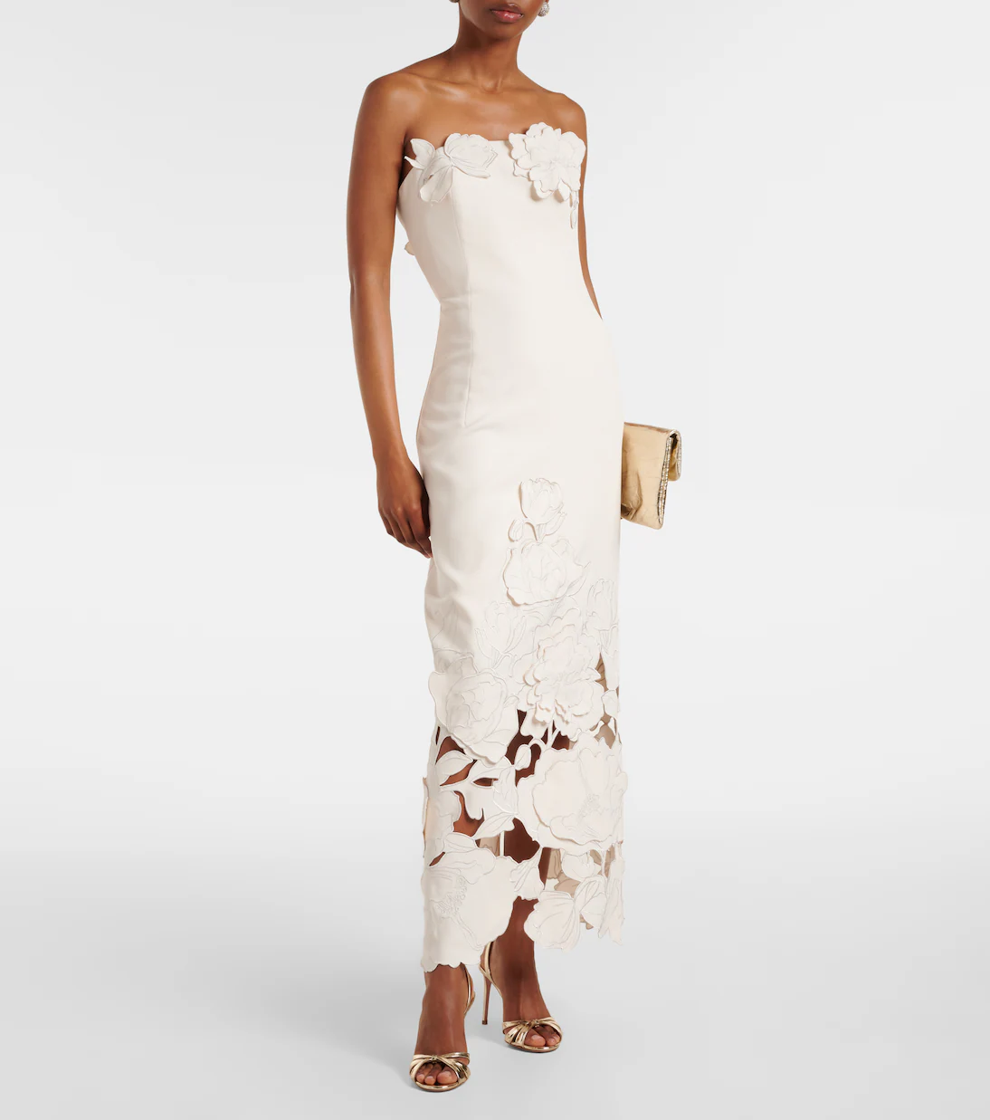 Rayna floral-appliqué crêpe maxi dress