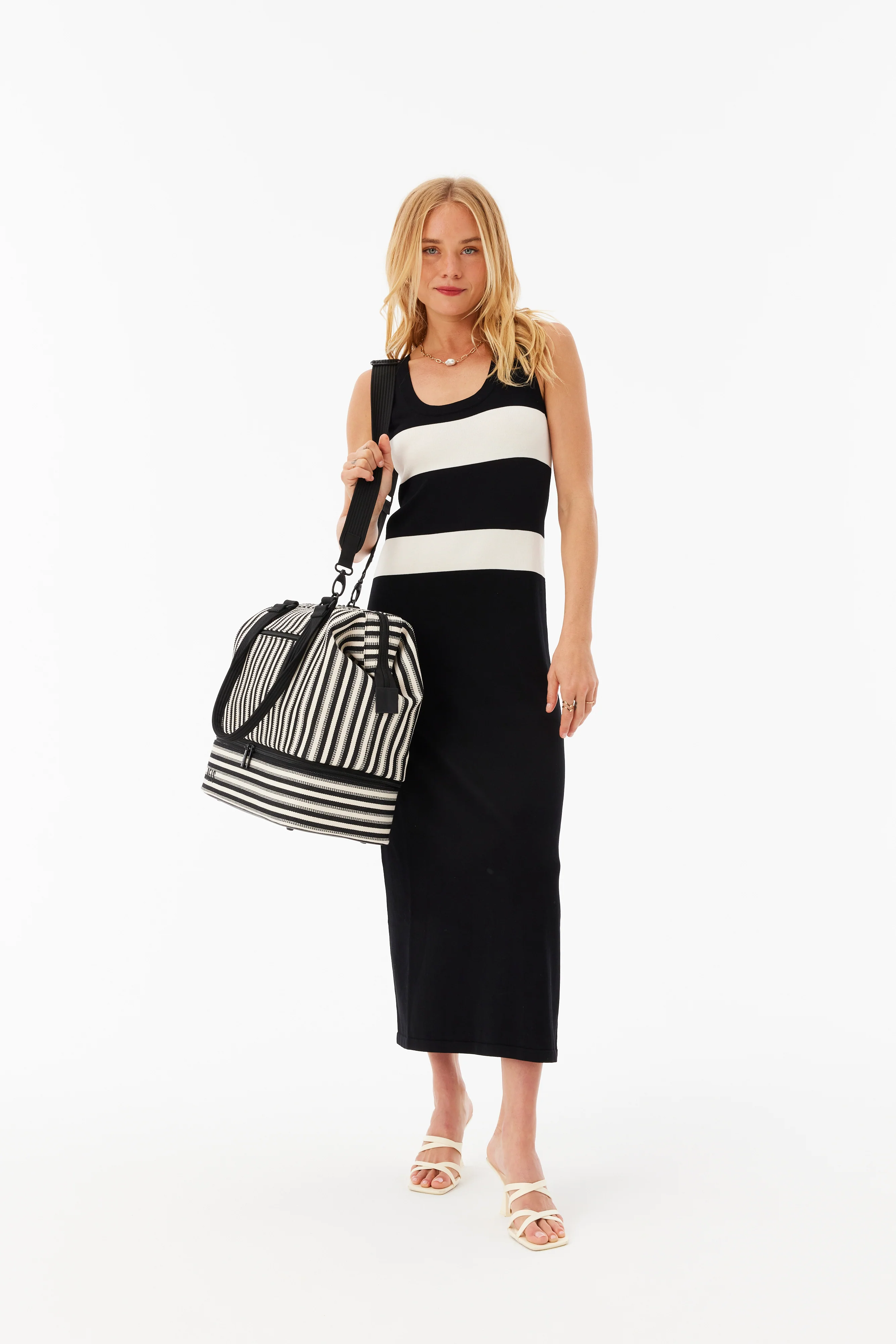 BEIS 'The Mini Weekender in Black Stripe