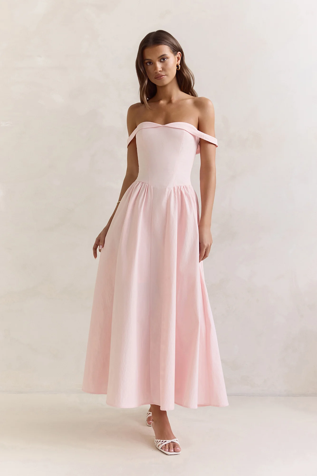 Memory Of Fate Off Shoulder Maxi Dress Pink