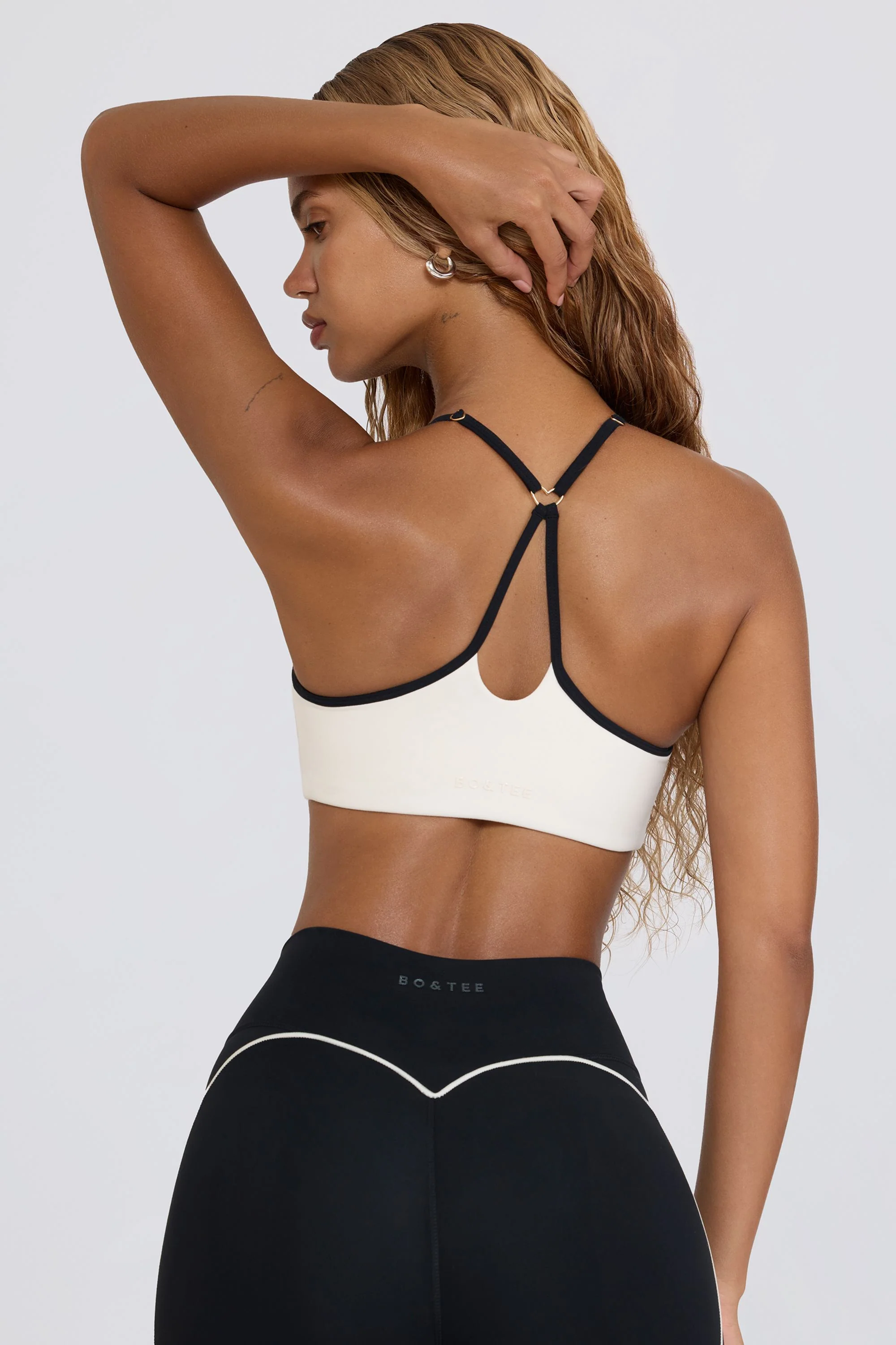Soft Active Sweetheart-Neck Sports Bra in White