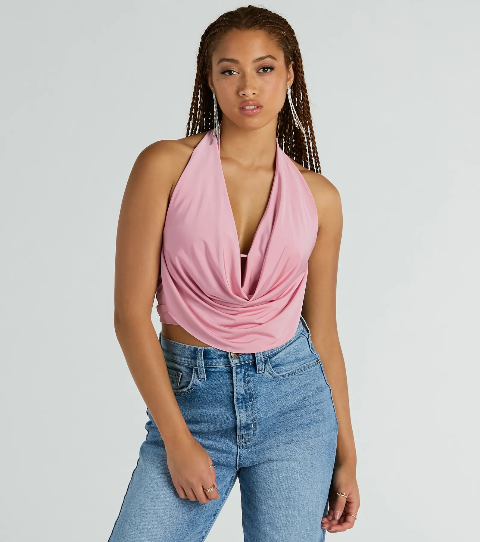 Take The Plunge Sleeveless Halter Crop Top - luluinthesky