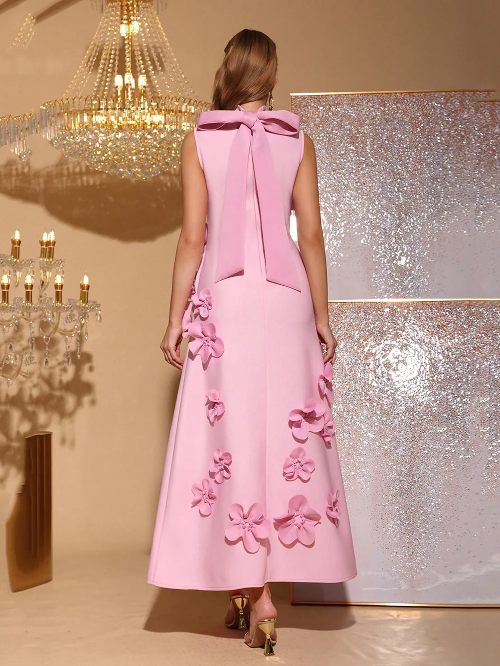 Anna Purple One Shoulder 3D Floral Maxi Dress