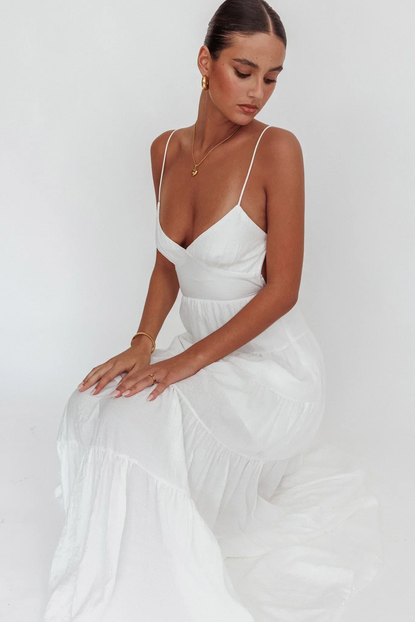Main Attraction Cami Strap Maxi Dress White - luluinthesky