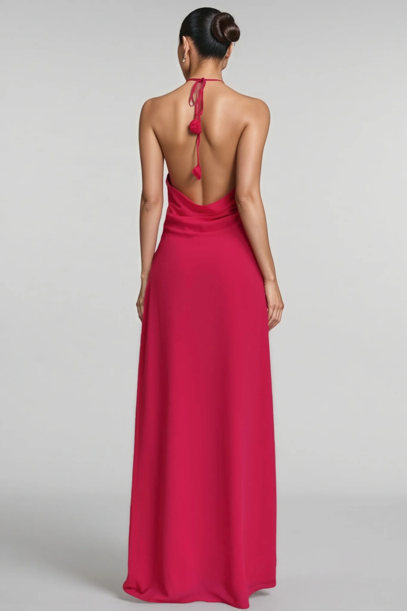 Penel Cowl Neck 3D Flower Maxi Dress