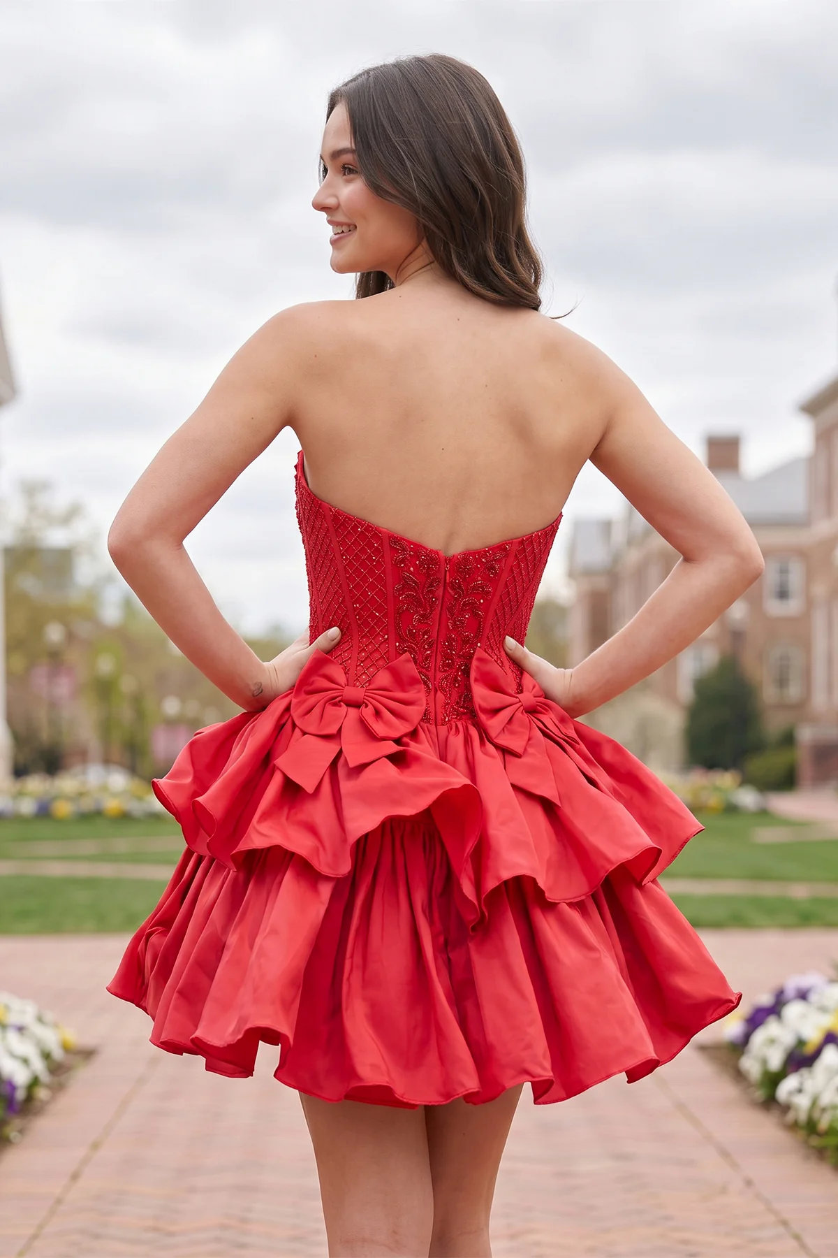 Lime Green - Strapless Sequins A-Line Homecoming Dress With Bow