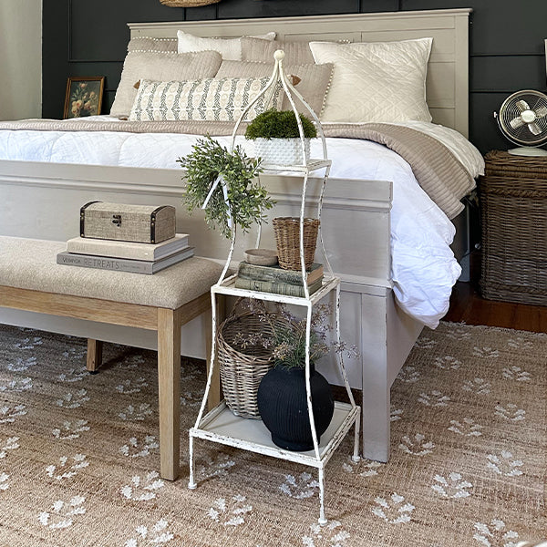 43 Inch Distressed 3 Tiered Shelving Unit