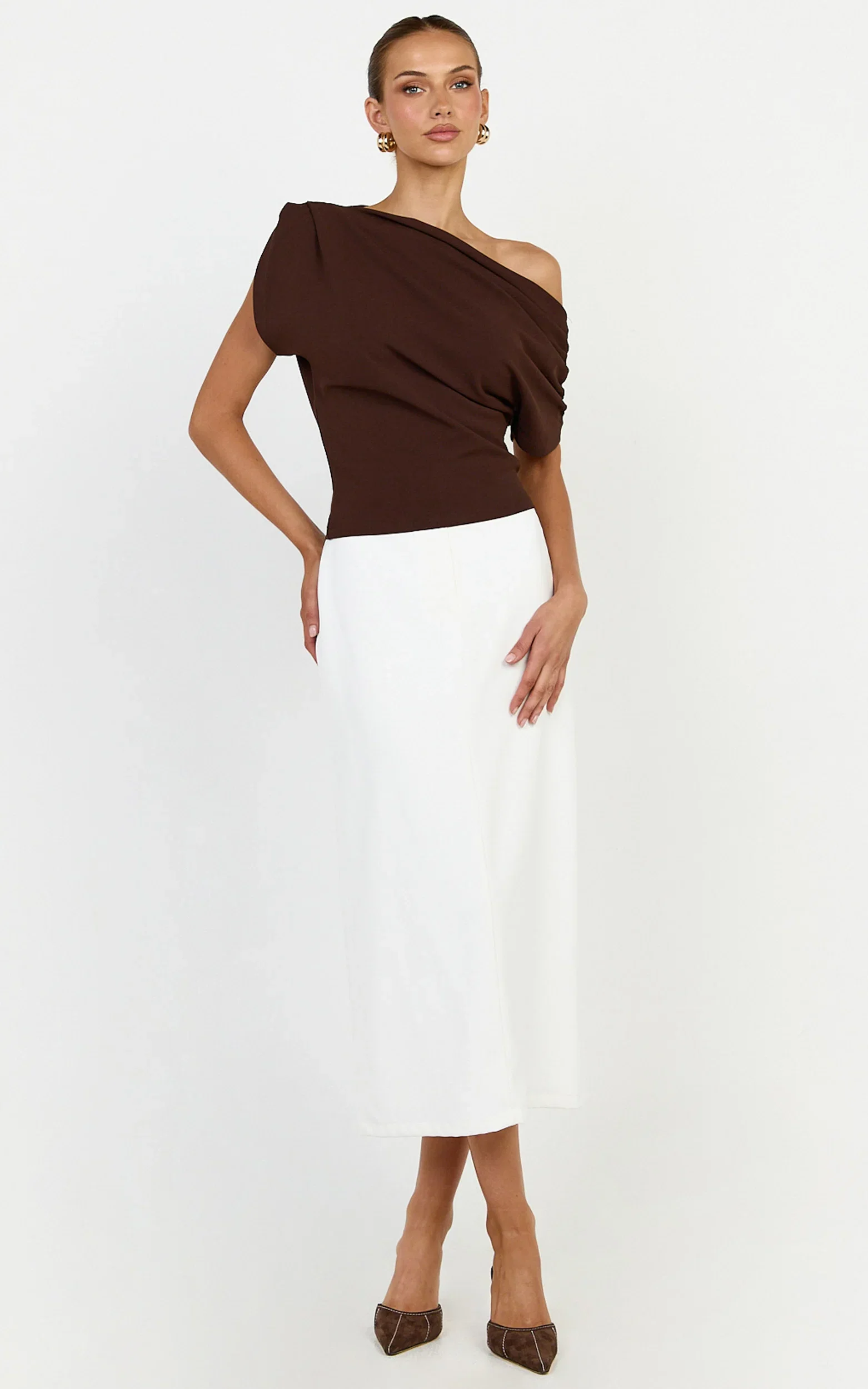 Nalfie Top - Asymmetrical Top in Choc