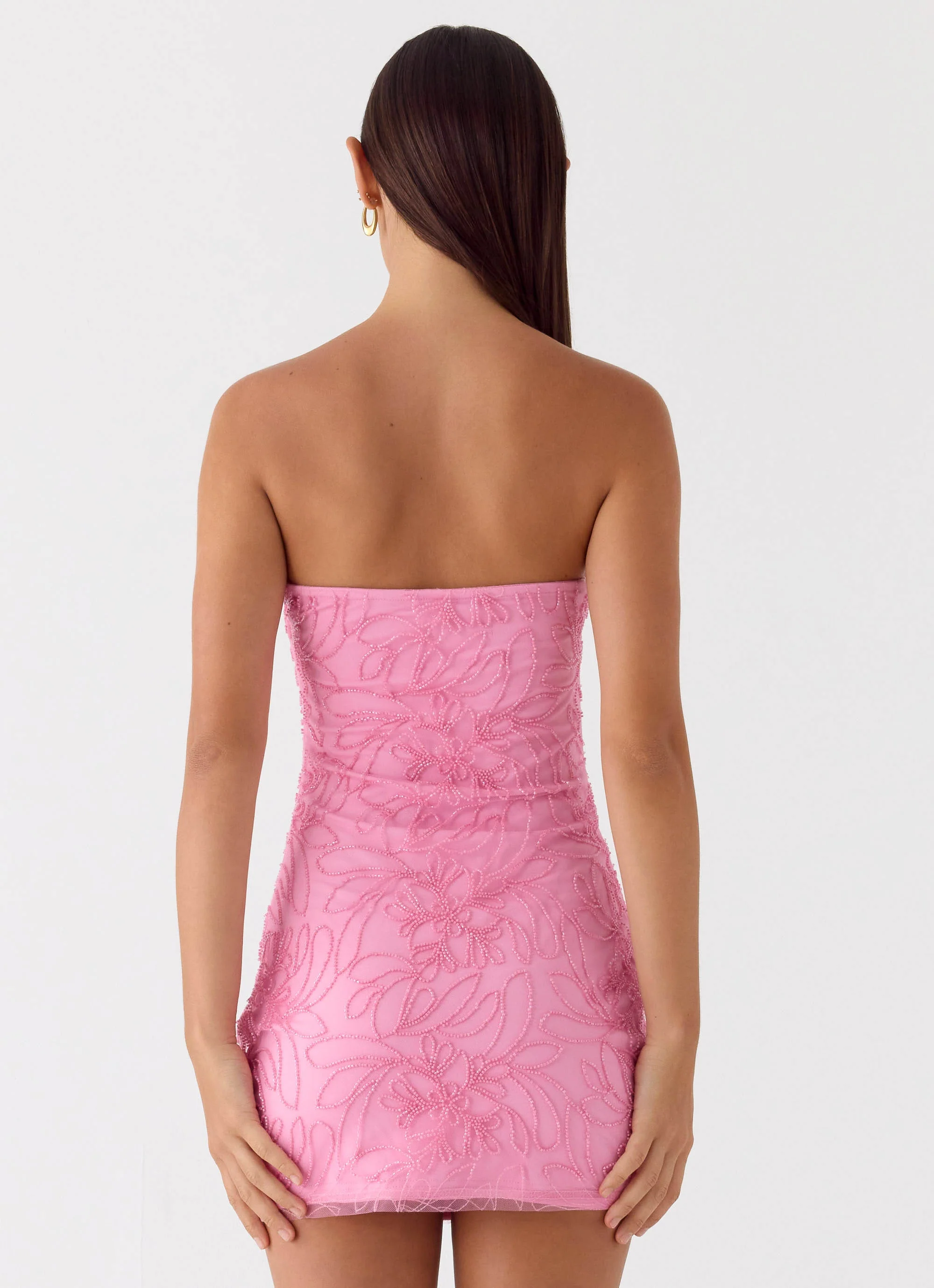 Dangerous Kind Beaded Mini Dress - Pink - luluinthesky
