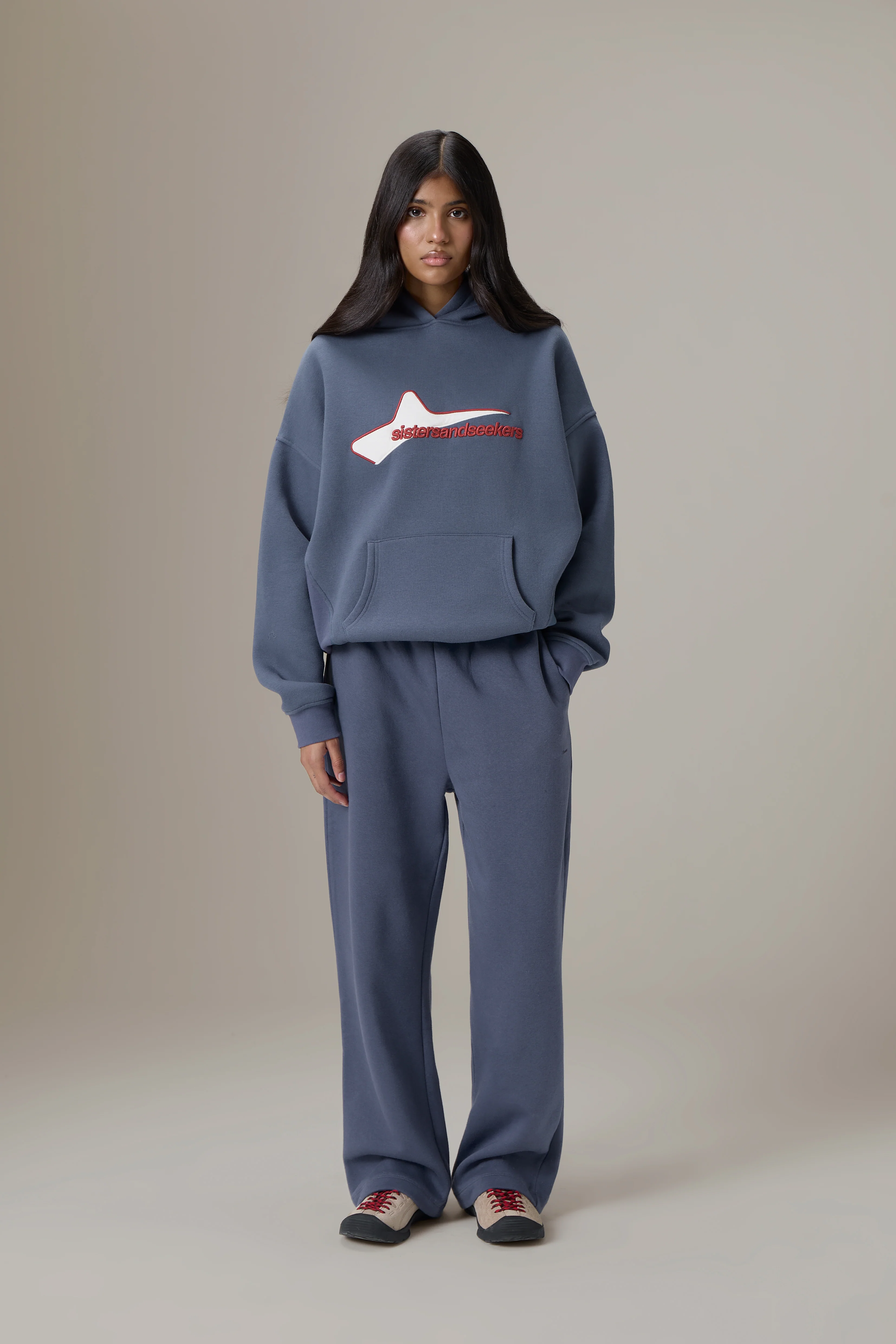 Seekers Classic Wide Leg Sweatpants in Vintage Blue
