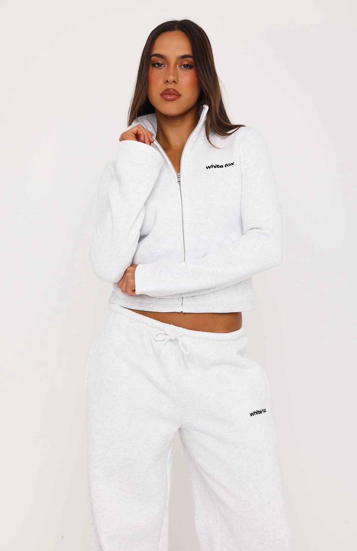 Not Changing Zip Front Funnel Neck Jacket Grey Marle