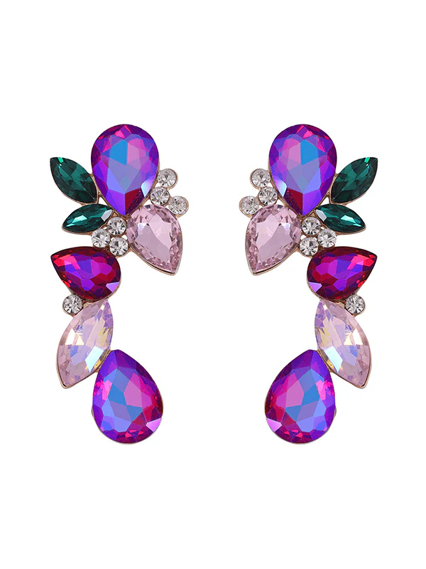Geometric Rhine Stones Drop Earrings