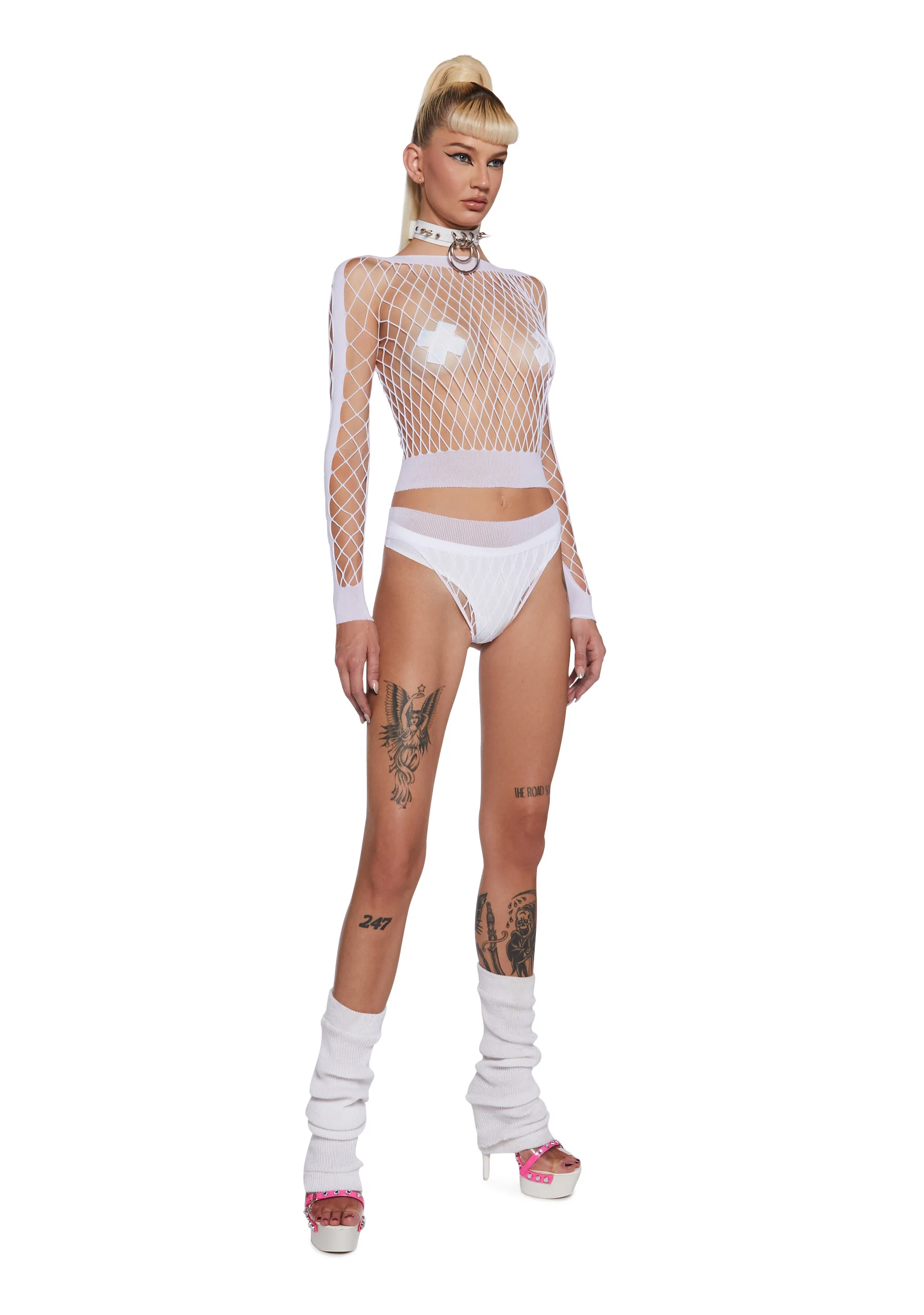 Digital Remnants Lingerie Set - White