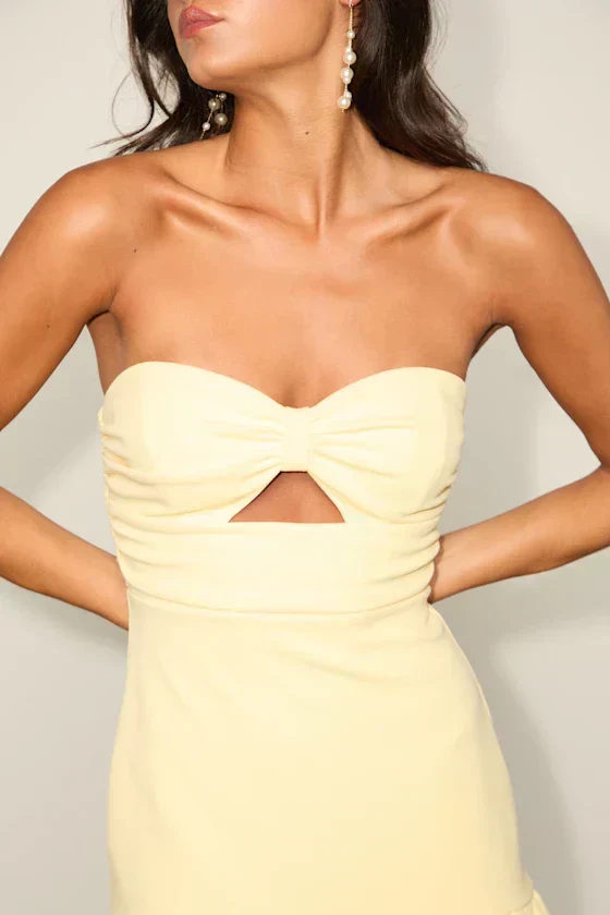Briar Light Yellow Strapless Cutout Mini Dress