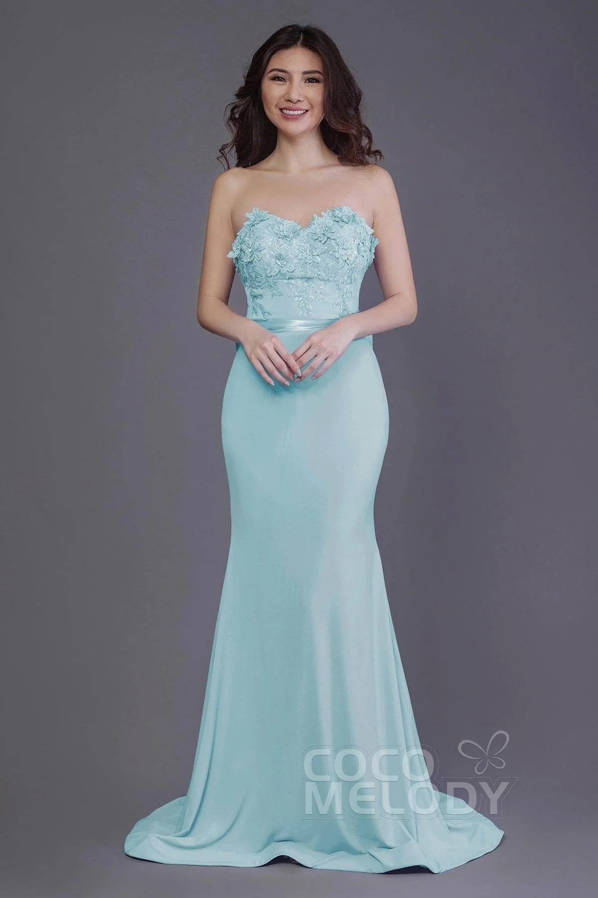 Mermaid Sweep Train Knitted Fabric Bridesmaid Dress PR3484