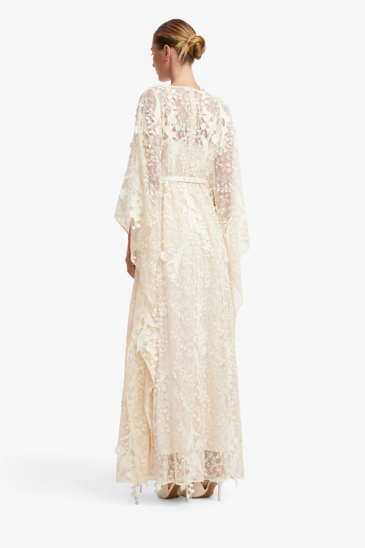 Willow Embellished Lace Kaftan Maxi - Snow Meadow