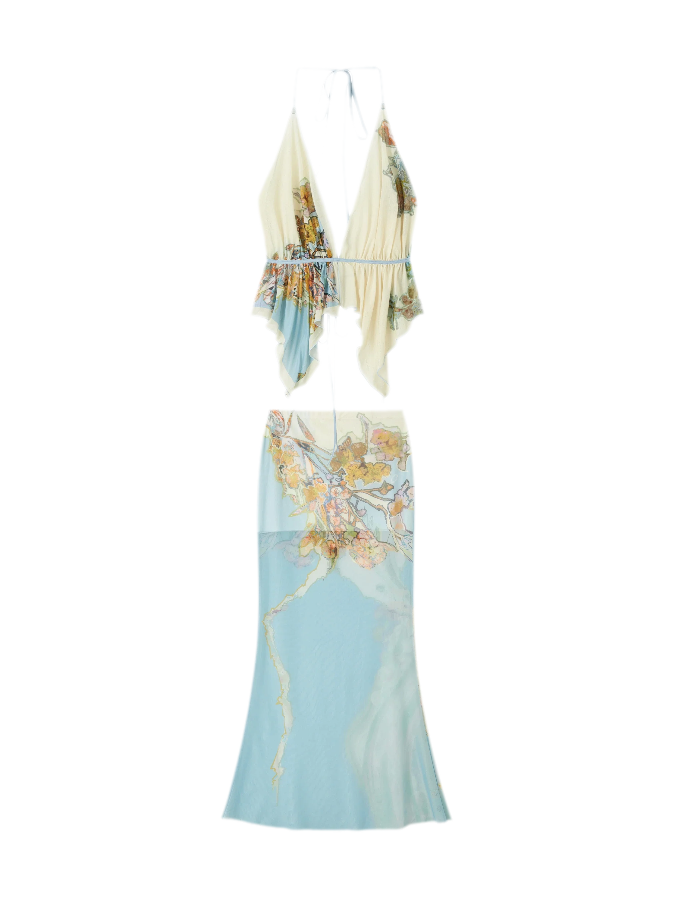 Island Climate Printed Mesh Camisole & Skirt Set