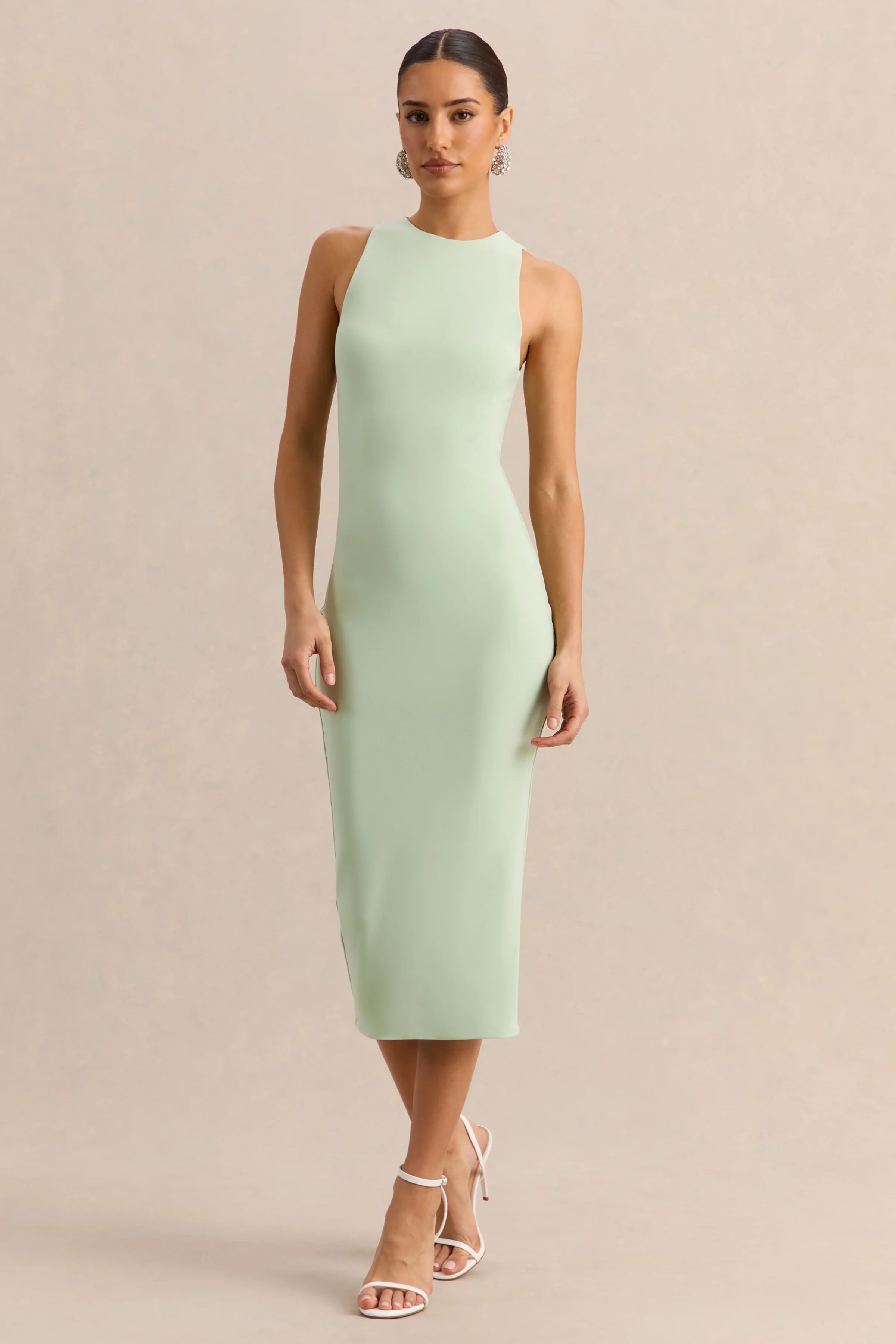 Mirana | Mint High-Neck Midi-Dress