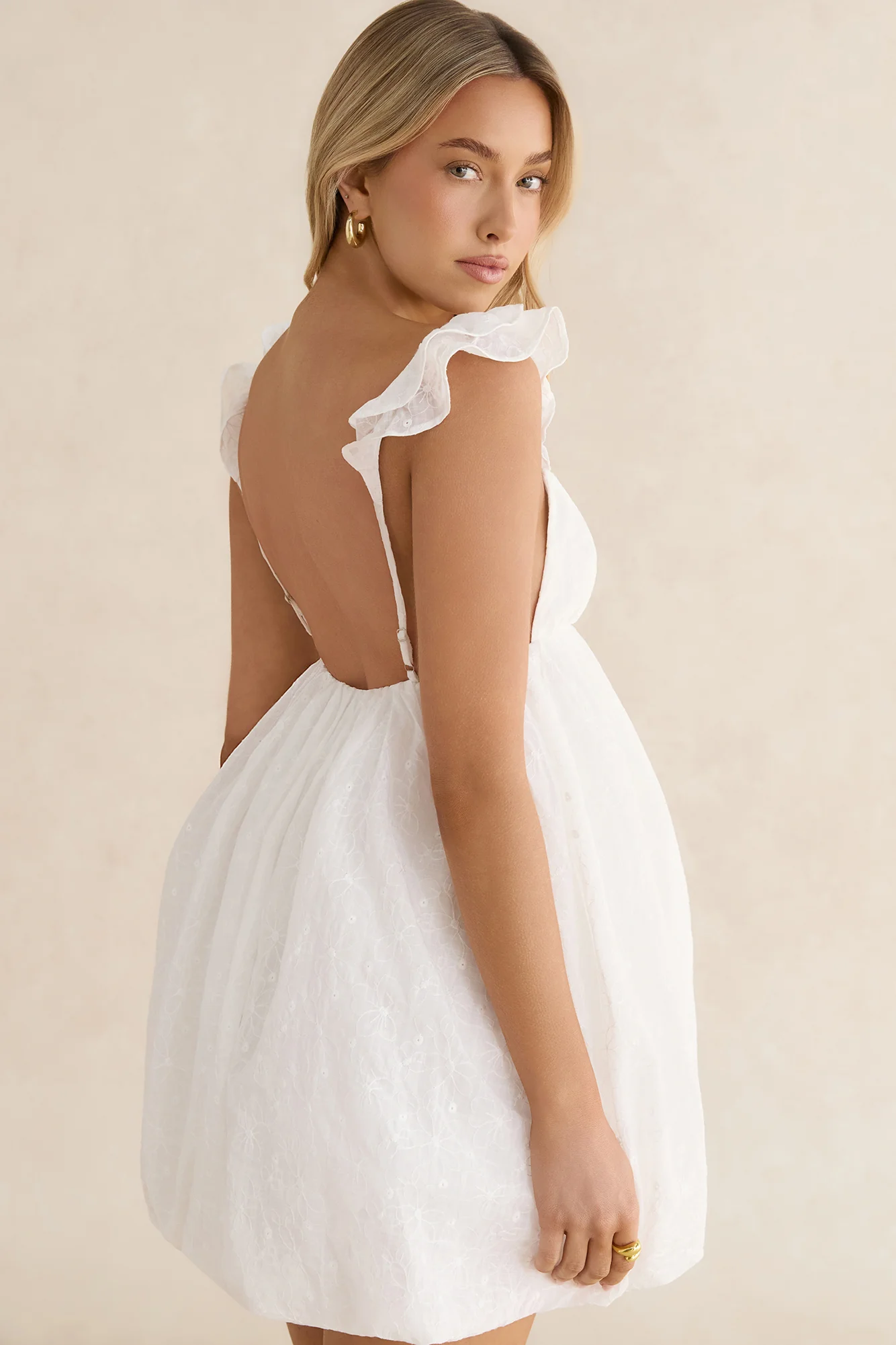 Rosette Mist Mini Dress White - luluinthesky