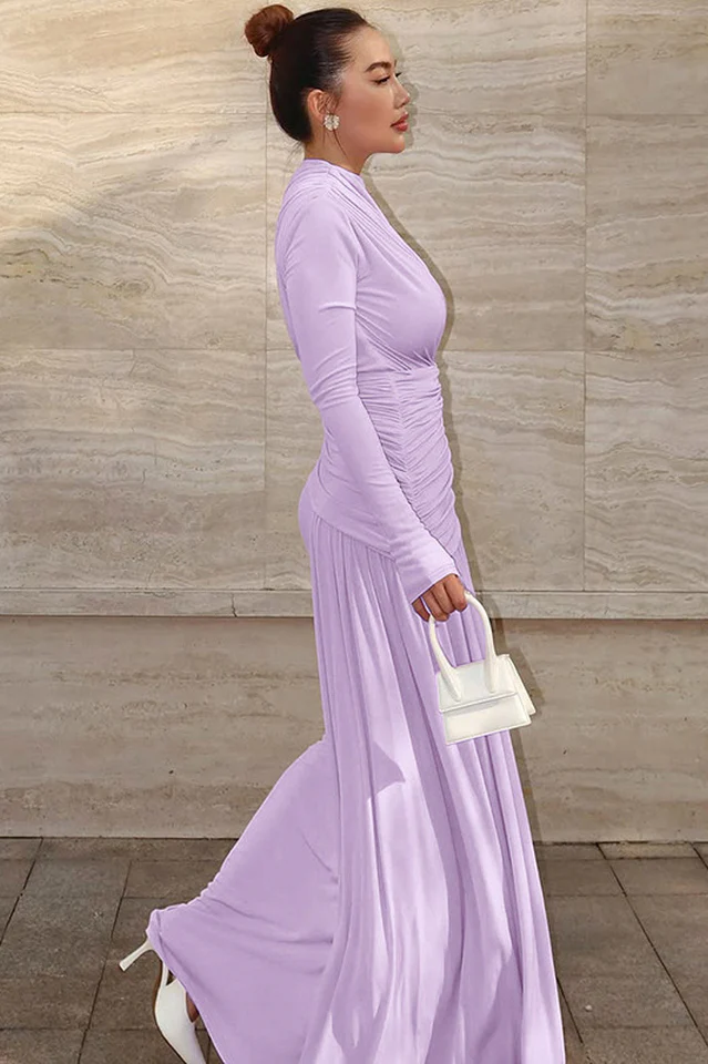 Casey Asymmetric Ruched Bodice Maxi Dress