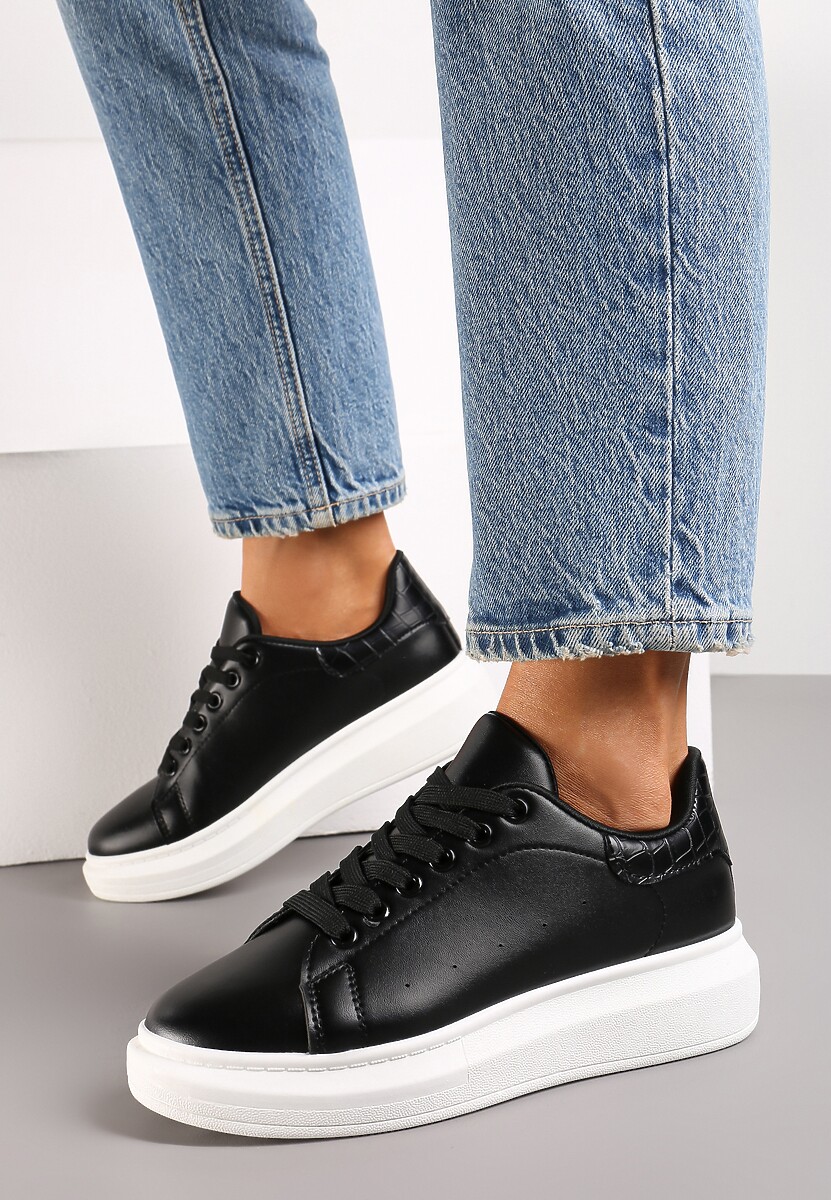 Czarno-Białe Sneakersy na Niskiej Platformie w Klasycznym Stylu Lucid Dream