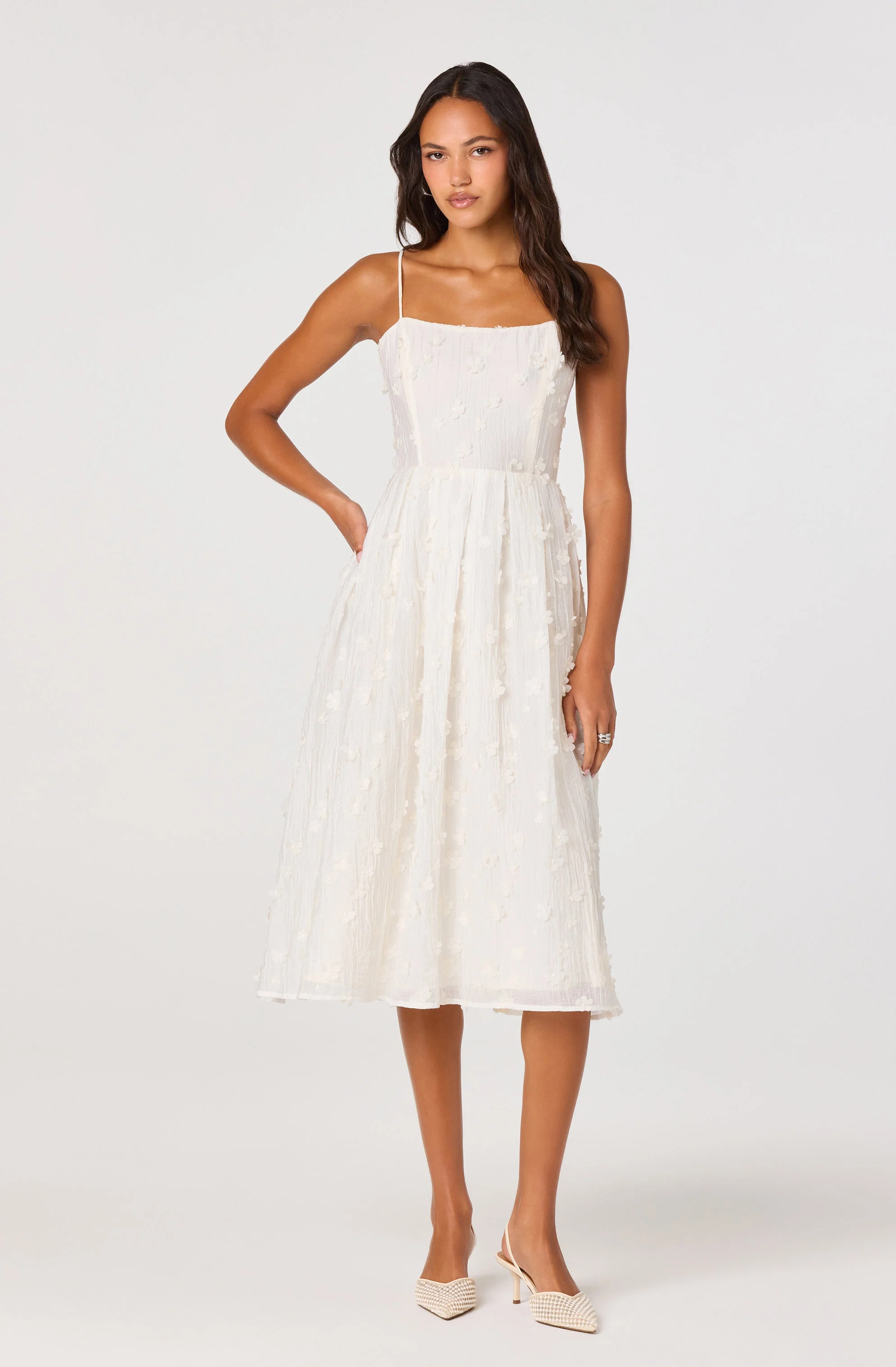 Avani 3D Floral Applique Midi Dress