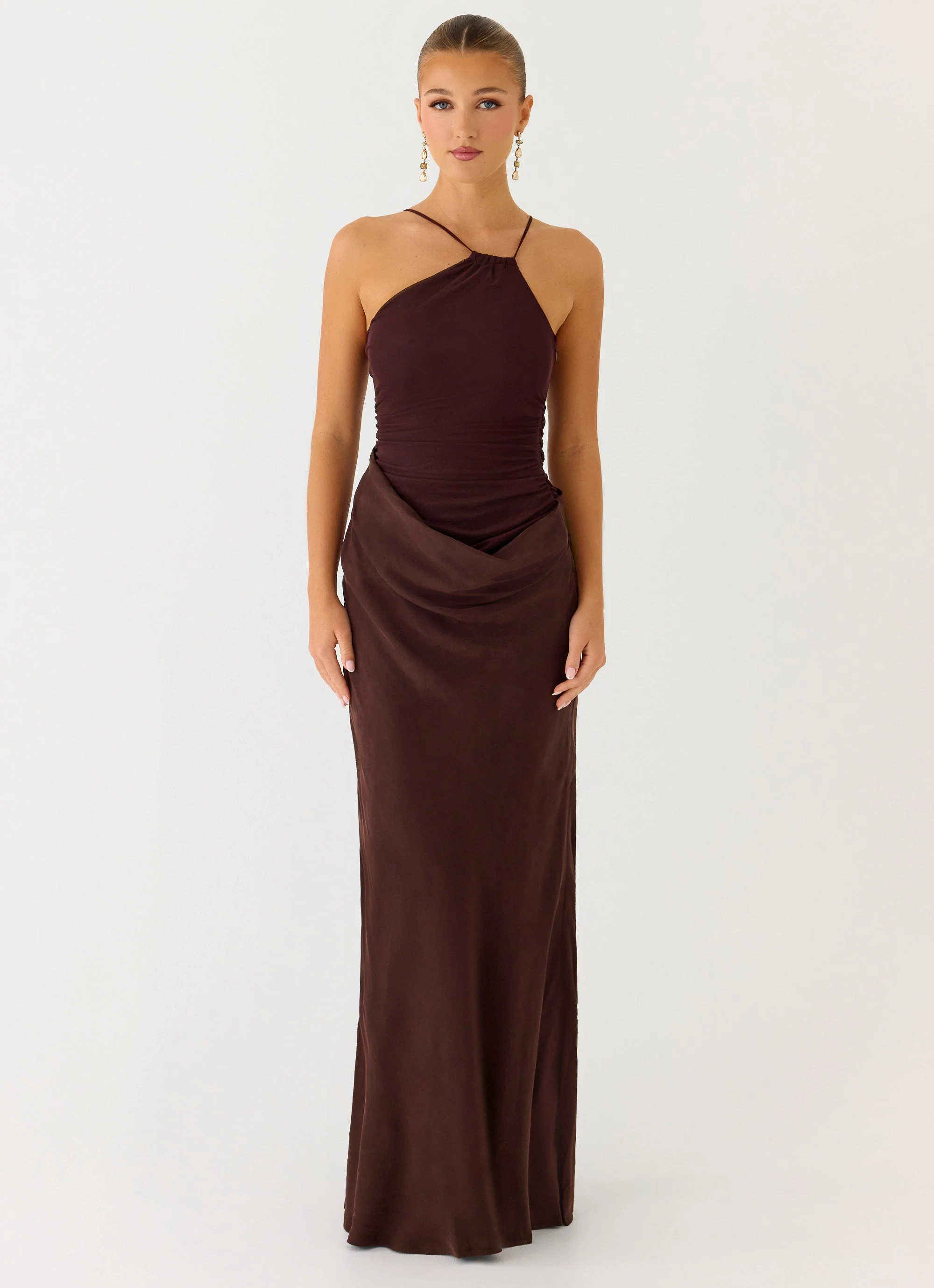 Pristin Cupro Maxi Dress - Cool Chocolate