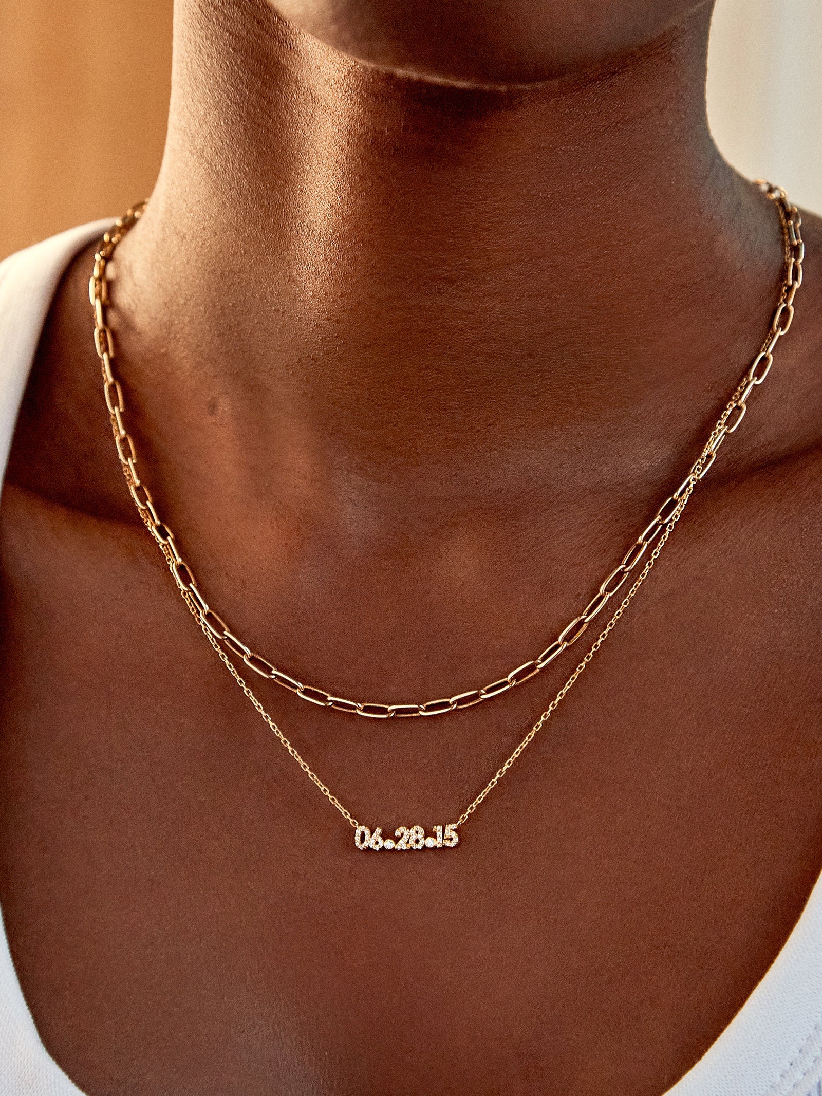 14K Gold Pavé Custom Number Necklace - 14K Gold. Pavé Cubic Zirconia Stones