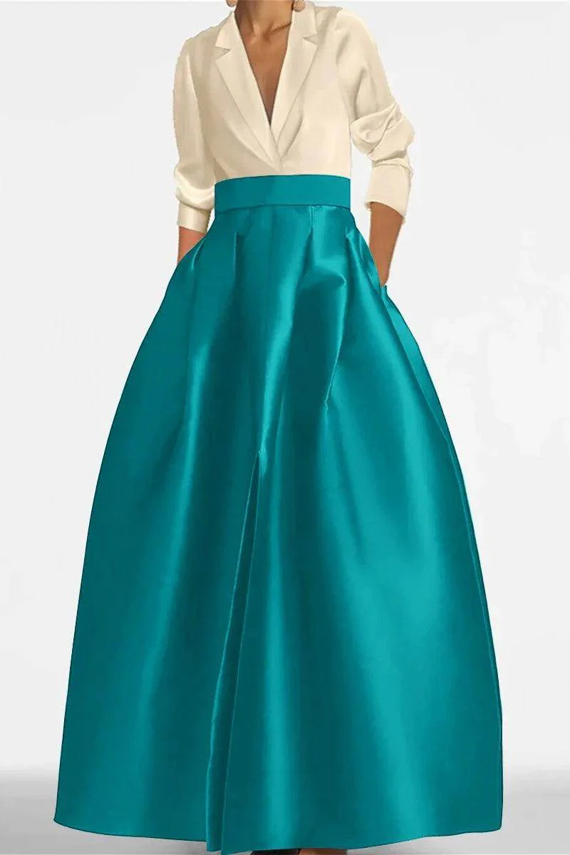 A Line Jewel Neck V-Neck Long Sleeves Mother Dresses CM0342